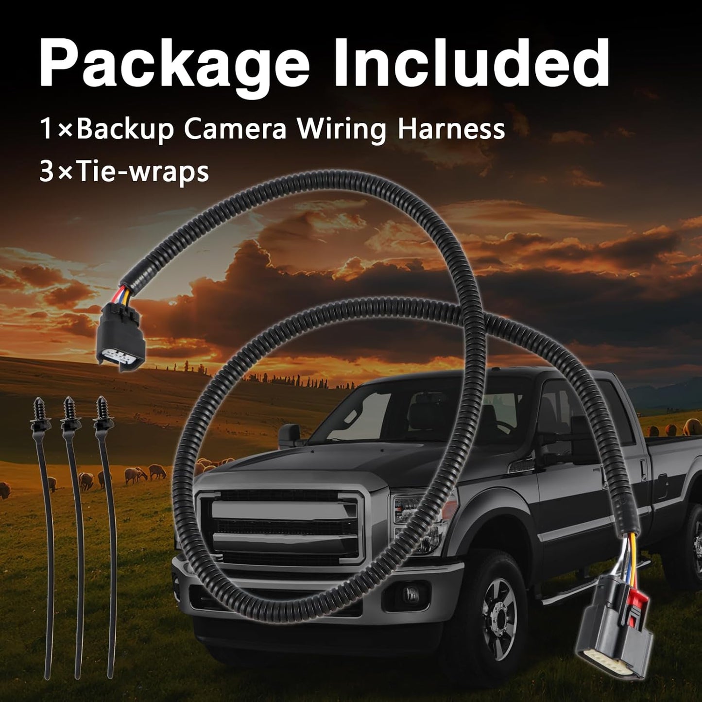 F350 F450 F550 2013-2016 Replace#FC3Z-14A412-A DC3Z-14A412-A Tailgate Backup Camera Wiring Harness Compatible with Ford
