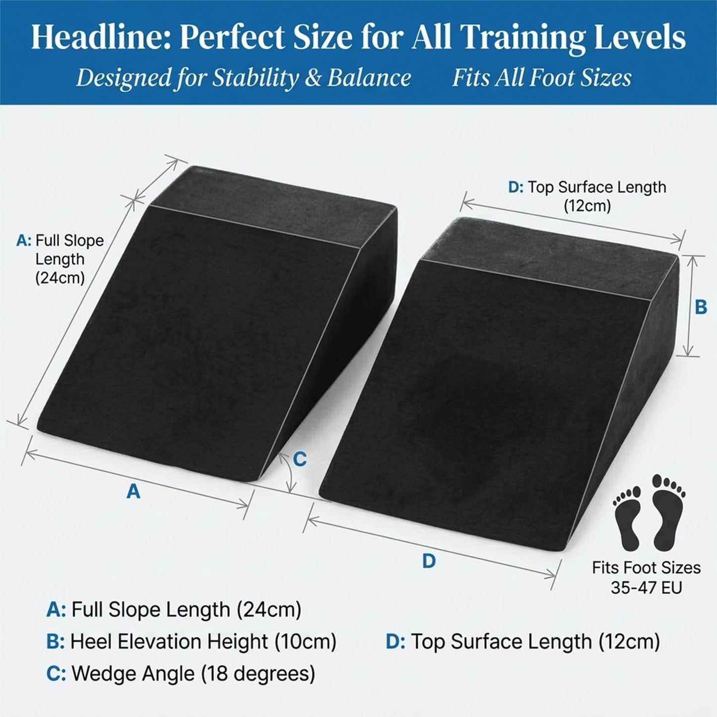 Squat Wedge Block for Heel Elevated Squat Weightlifting Calf Stretcher Slant Board for Mobility Balance and Strength Performance Pack of 2