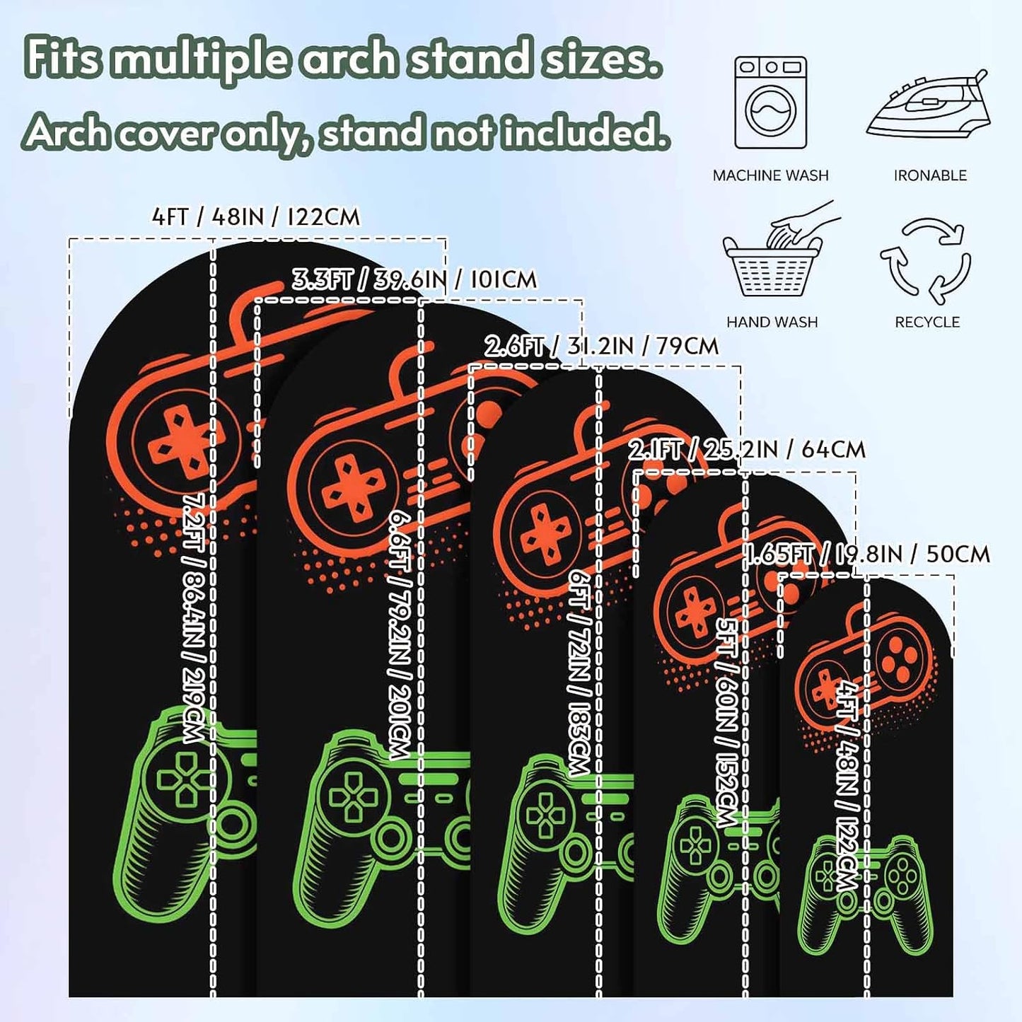 BaqwedCoSz 6 Game Theme Arch Backdrop Cover FT Game Controller Stretchy Elastic Arch Stand Covers Spandex Arched