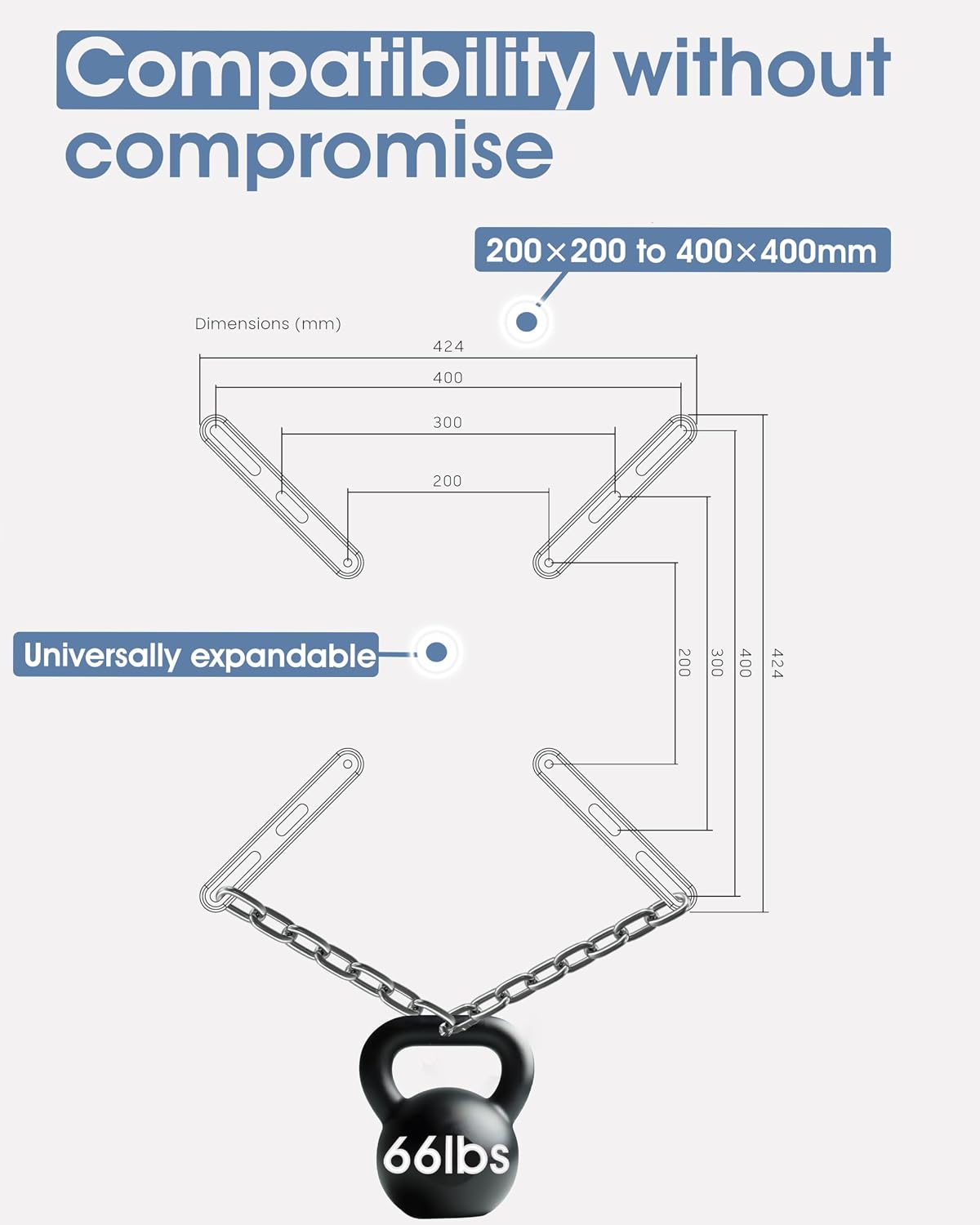 3IDEE 200x200 400x400, 300x300, 55", 66lbs Universal TV Mount Extension Bracket for Wall Mount, VESA to VESA Mount TV