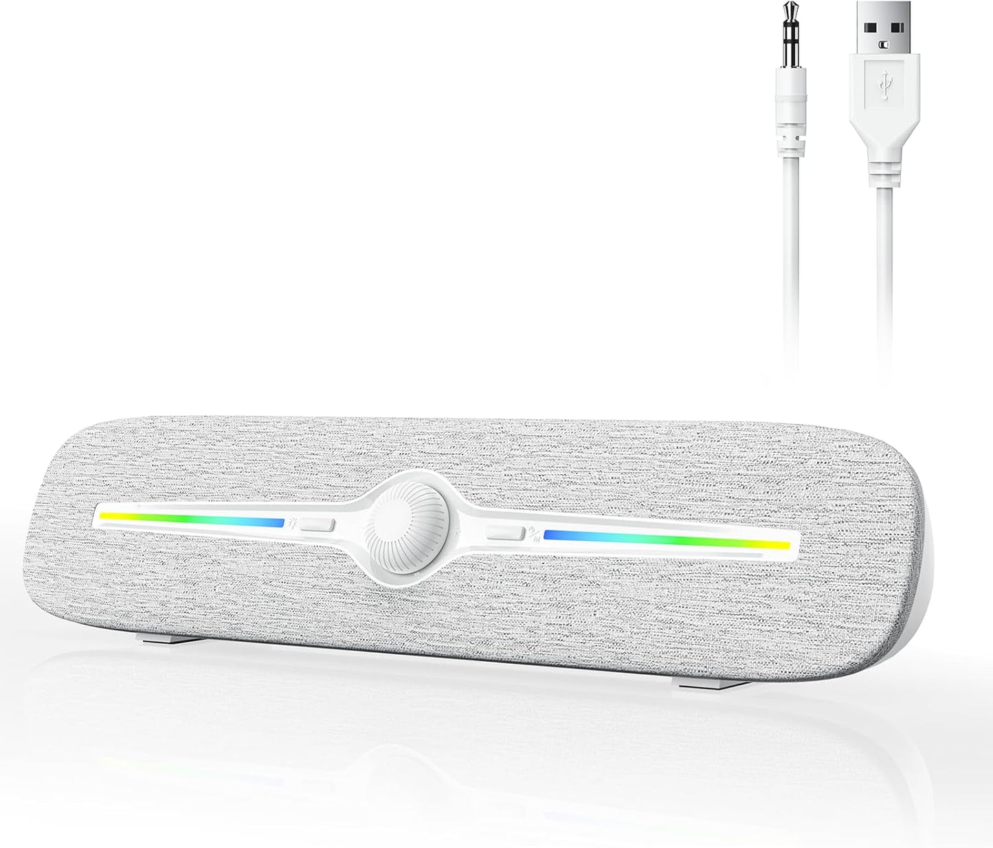 SOULION 3.5mm Computer Speakers for Desktop, USB Powered Bluetooth PC Speaker with Led Light, Aux Soundbar with Rotary