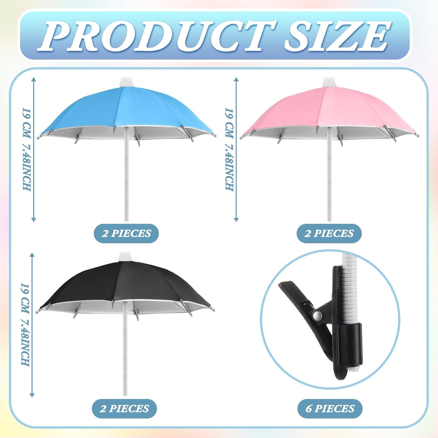 6 Sets Summer Flutesan Phone Umbrella for Sun Phone Umbrella Cell UV Protection Anti Glare Sun Shade Adjustable