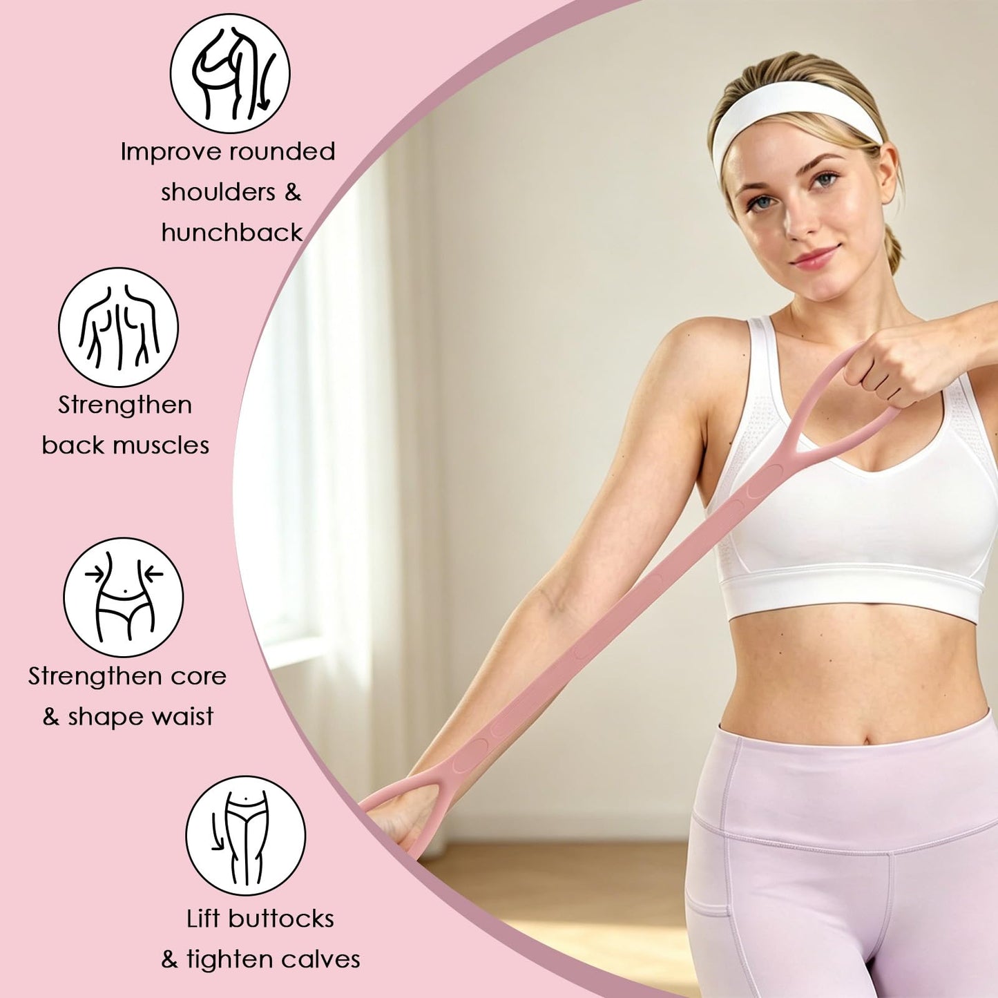 TREKONPEAK Figure 8 Resistance Bands, 3 Packs Upgraded Silicone 8-Shaped Exercise Band for Women Arms Shoulder Back Legs Stretching Pilates Yoga (Extended Version: 15Lb & 25Lb & 35Lb)