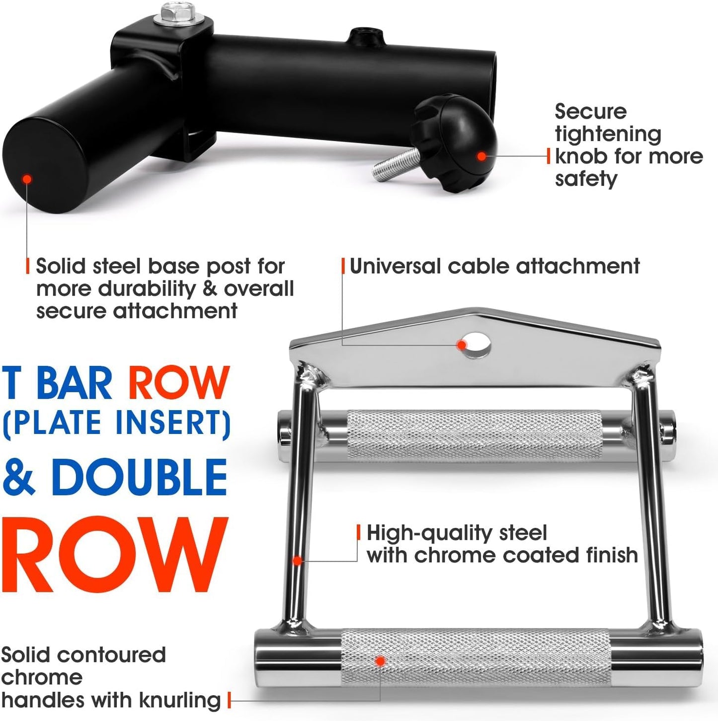 Yes4All Landmine Attachment for 1" & 2" Barbells with Weight Plate Holder, 360 Swivel & Heavy Duty Steel Construction for T-Bar Rows, Presses & Storage, 8"x4" Pivot Sleeve & Double D Handle Combo