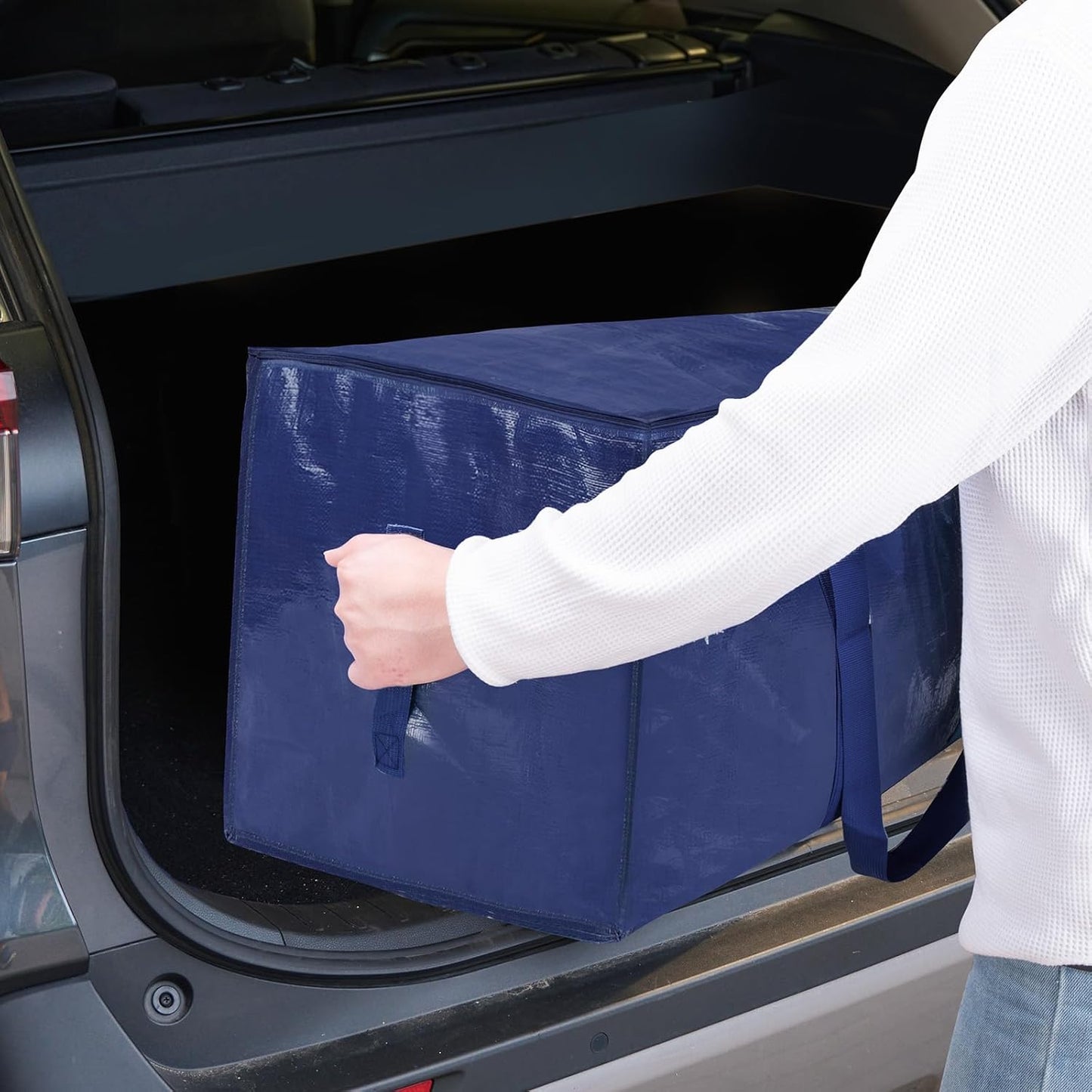 TICONN Extra Large Heavy-Duty Moving Bags - Durable Storage with Zippers & Handles | 4 Pack, Navy