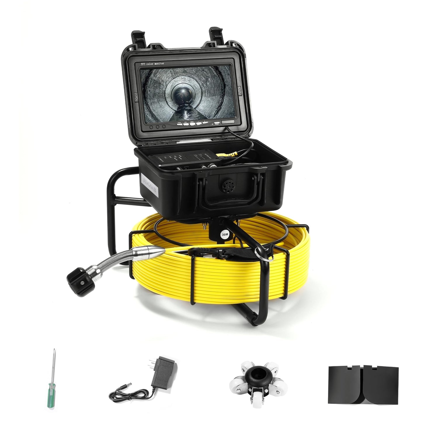 FDGSAB Sewer Camera, 20/50m, 7" Screen Pipeline Inspection Camera Waterproof IP68 w/12 Adjustable LEDs, DVR Function Have 32GB SD Card .for Sewer Line, Duct Drain Pipe Plumbing (164ft/50M DVR)