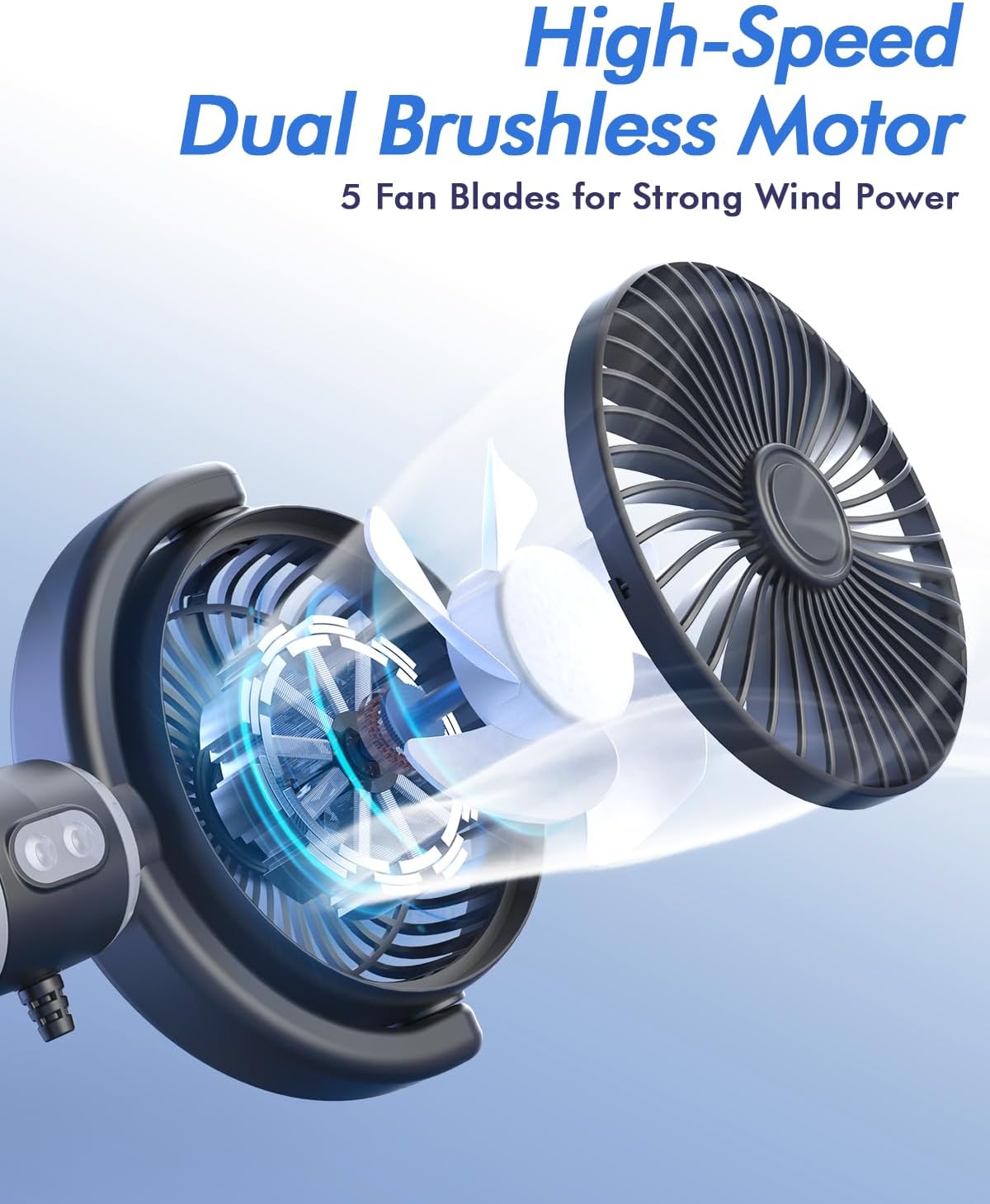3 360 5V 2A Car Fan USB Powered for Baby: Dual Car Cooling Fans for Backseat Speed Separate Controlled Quiet Brushless