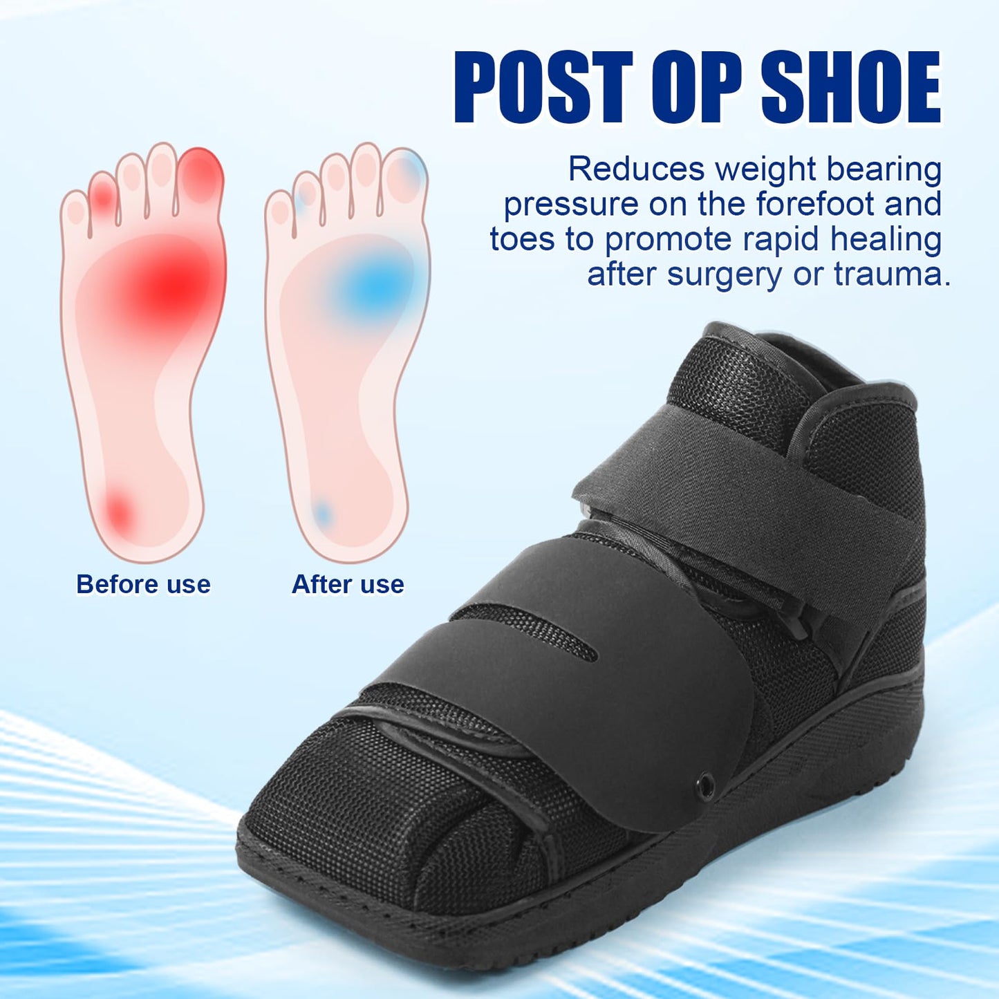 Estinko Closed Post Op Shoe Post Op Shoes Fracture Medical Walking Shoes for Men and Women-Post Surgery or Operation Foot Support Broken Foot or Toe Squared S
