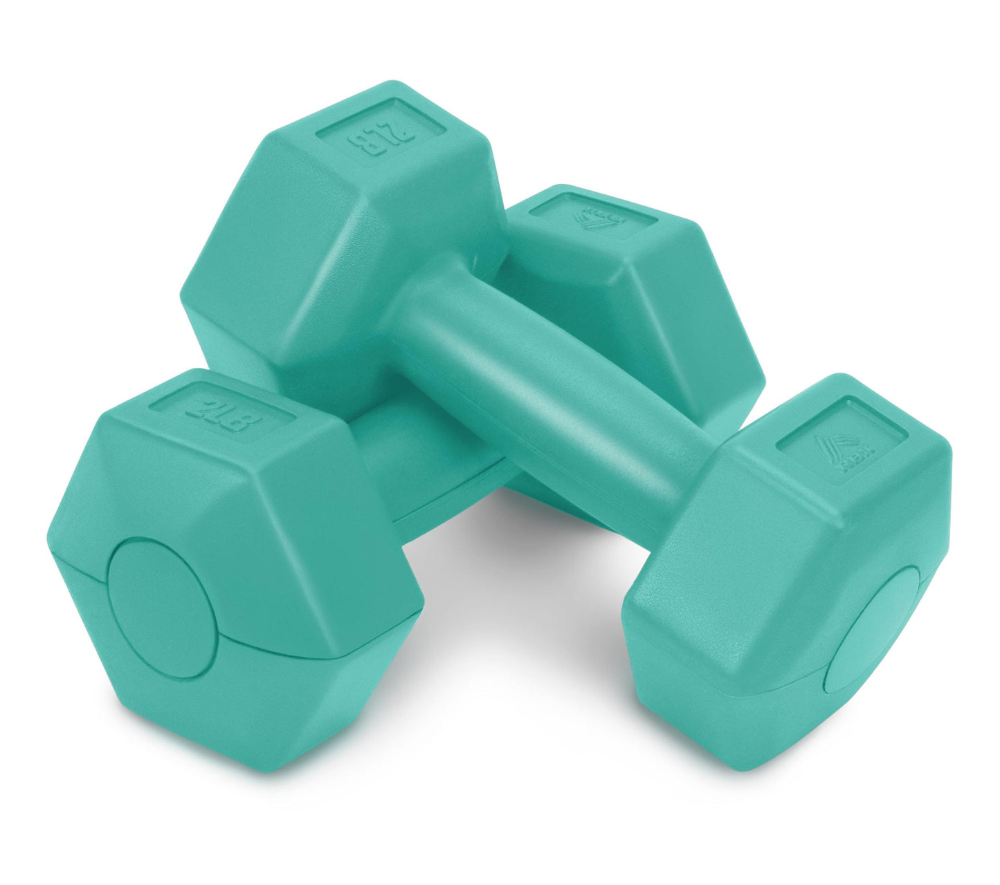 RBX 4lb Pair Hex Dumbbells, 2lb Each, Hex Shape for Stability, Compact for Easy Portability, Dumbbell Set for Strength Training, Cardio, Walking, and More, All Fitness Levels (Mint)