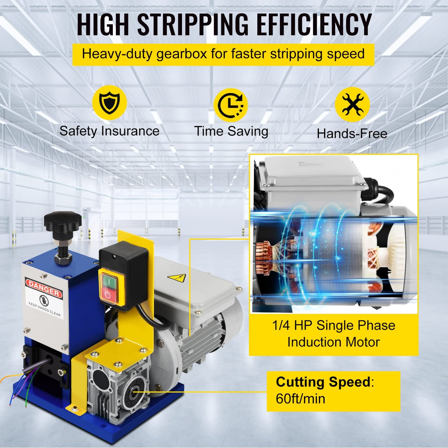 Vevor Automatic Electric Wire Stripping Machine 0.05"-0.98",Portable Dark Blue Wire Stripper, Wire Stripping Machine Tool for Scrap Copper Recycling (Dark Blue): Tools & Home Improvement