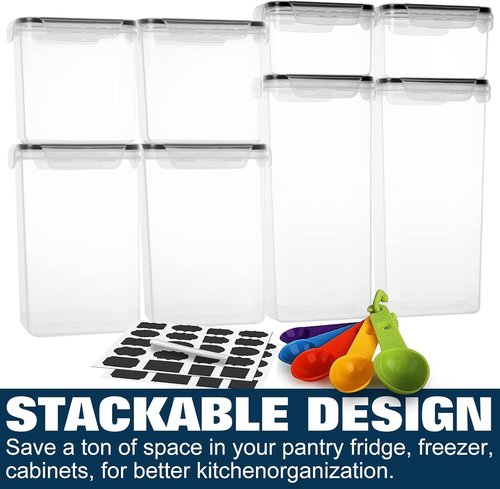 MCIRCO Airtight Food Storage Containers - 25-Piece Set for Kitchen Organization | Includes Lids, Labels & Measuring Cups