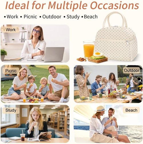 Coobiiya Lunch Bag - Insulated, Leakproof Tote for Men & Women | Cute Corduroy Design, Large Capacity