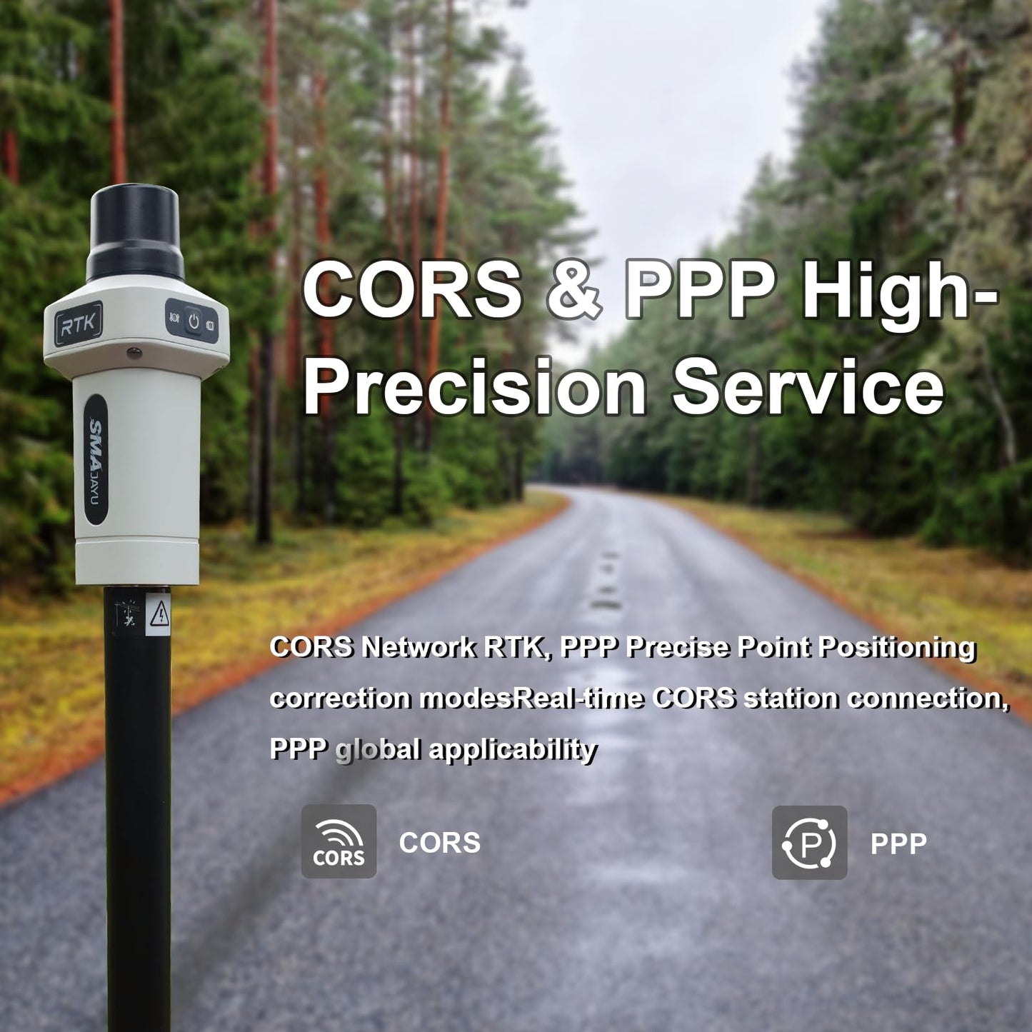 SMA25R Net GNSS RTK Survey System Handheld High Precision Positioning Receiver with Collector, CORS Connection, 10cm Accuracy by PPP, Tilt Compensation, for Land Surveying, Construction