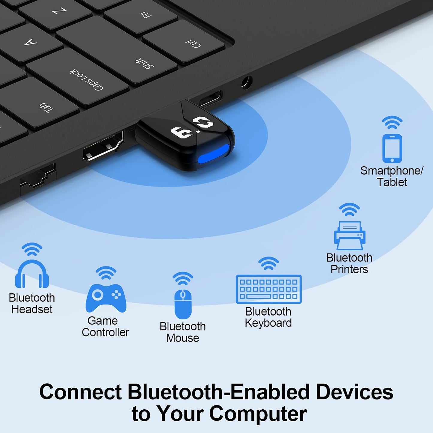 ANDHOT 6.0 11/10/8.1/7 USB Bluetooth Adapter for PC, Plug and Play EDR&BLE Bluetooth Adapter Blue Tooth Dongle Receiver