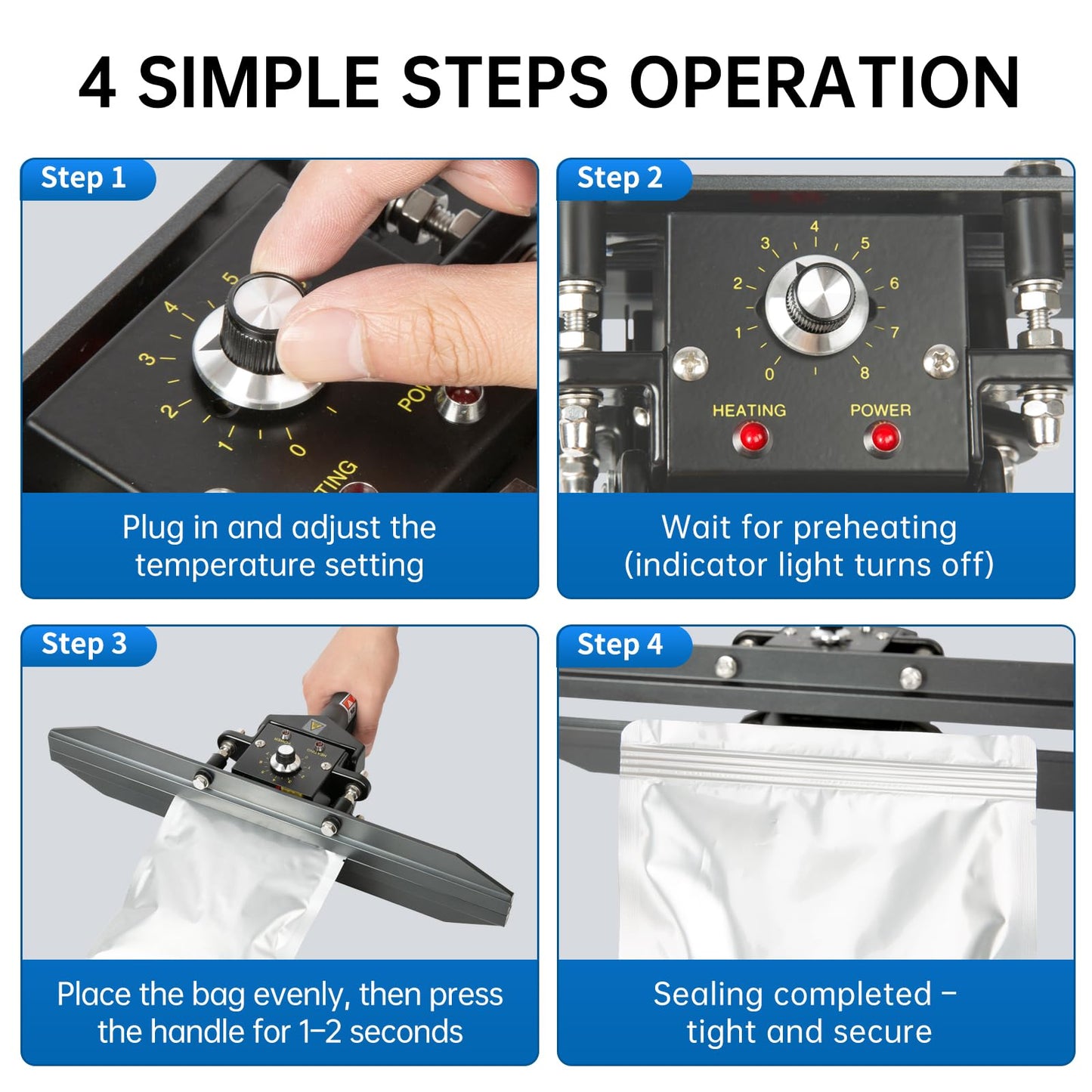 R-PACK Portable Hand Held Heat Sealer Machine-R-PACK FKR-400DF, 16 Inches, For Foil Bag, Kraft Bag, Mylar Bags（Black）