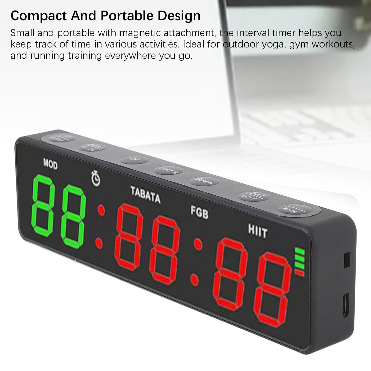 Decumeby Gym Timer, 12/24H Portable Gym Clock, Workout Interval Timer with Countdown/up & Stopwatch, Magnetic Fitness Digital for Home Garage Boxing