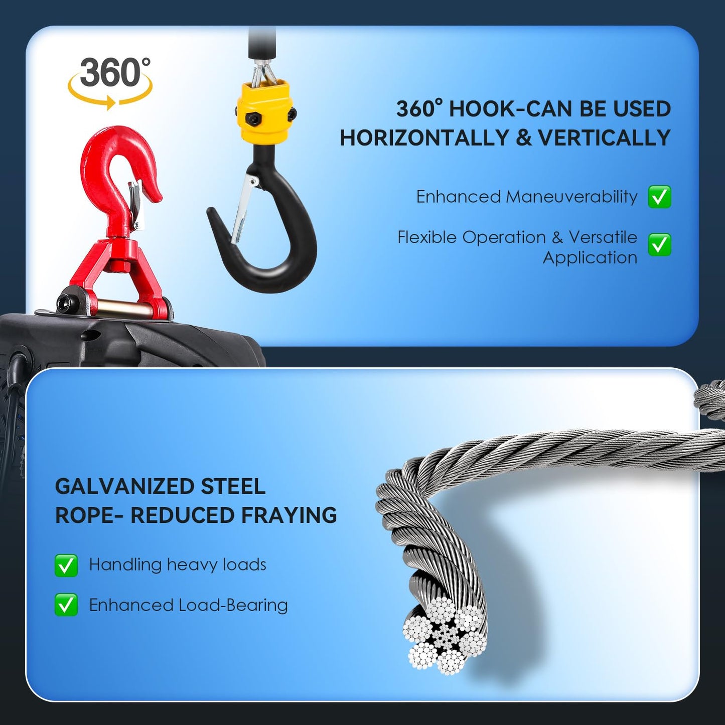 NEWTRY 3 in 1 Electric Hoist, Upgraded Infrared Limit Switch, 1100LBS Portable Electric Winch, 110volt Vertically & Horizontally Lifting