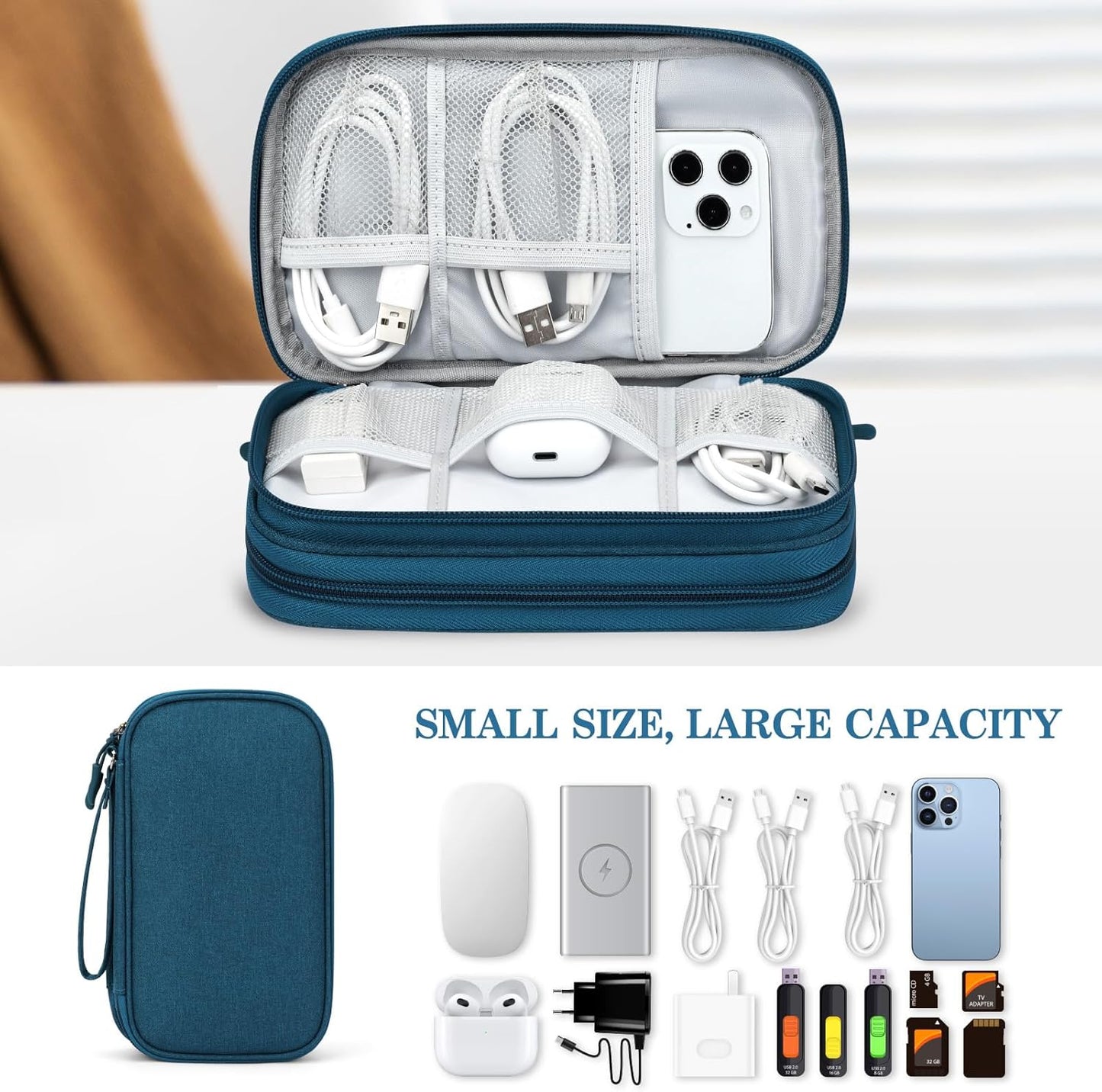 FYY Electronic Organizer, Travel Cable Organizer Bag Pouch Electronic Accessories Carry Case Portable Waterproof Double