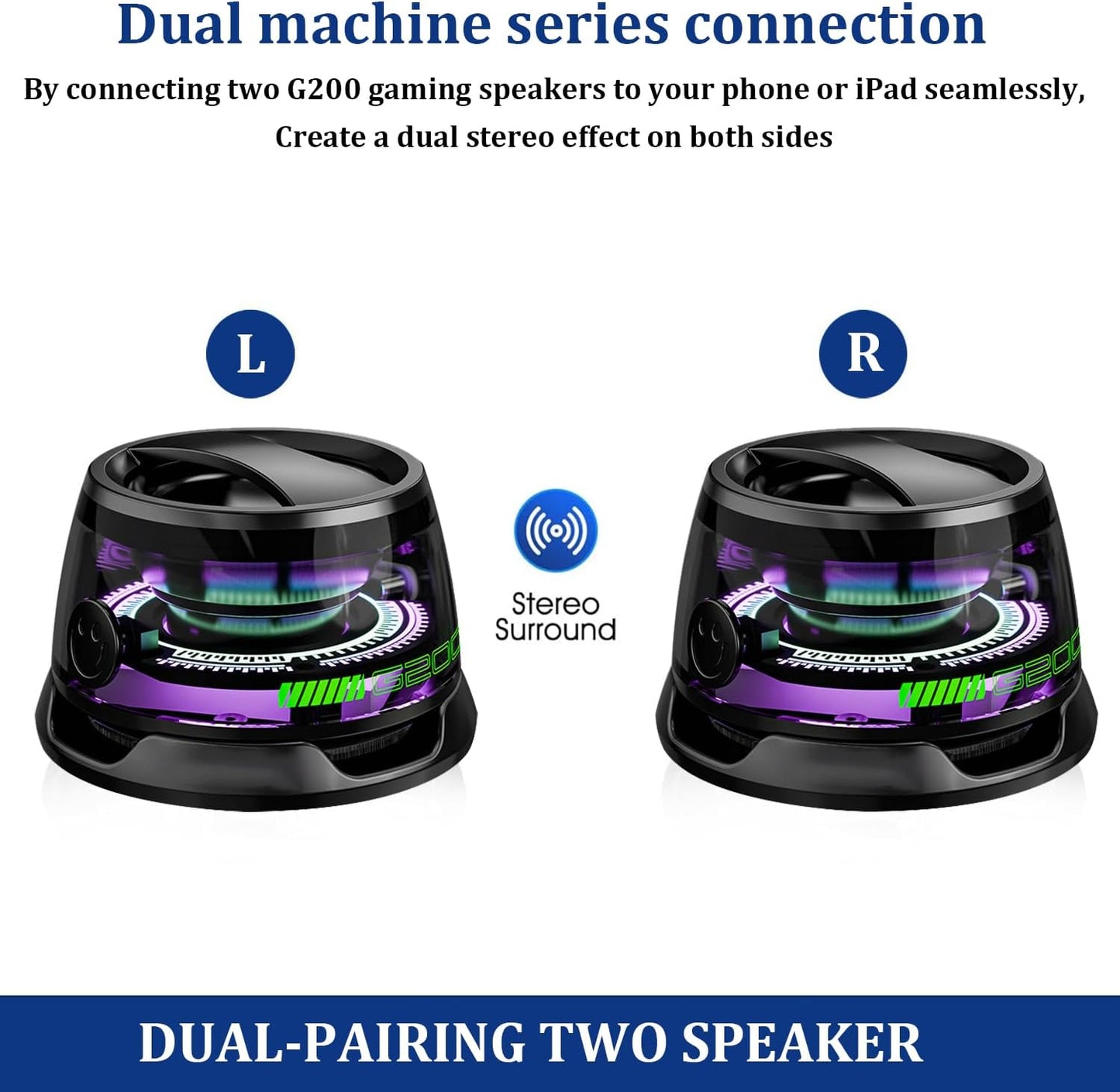 ZCNANDG G200 7H Multifunctional Magnetic Bluetooth Speaker, Portable Mini Bluetooth Speaker with Multi-RGB Color Light