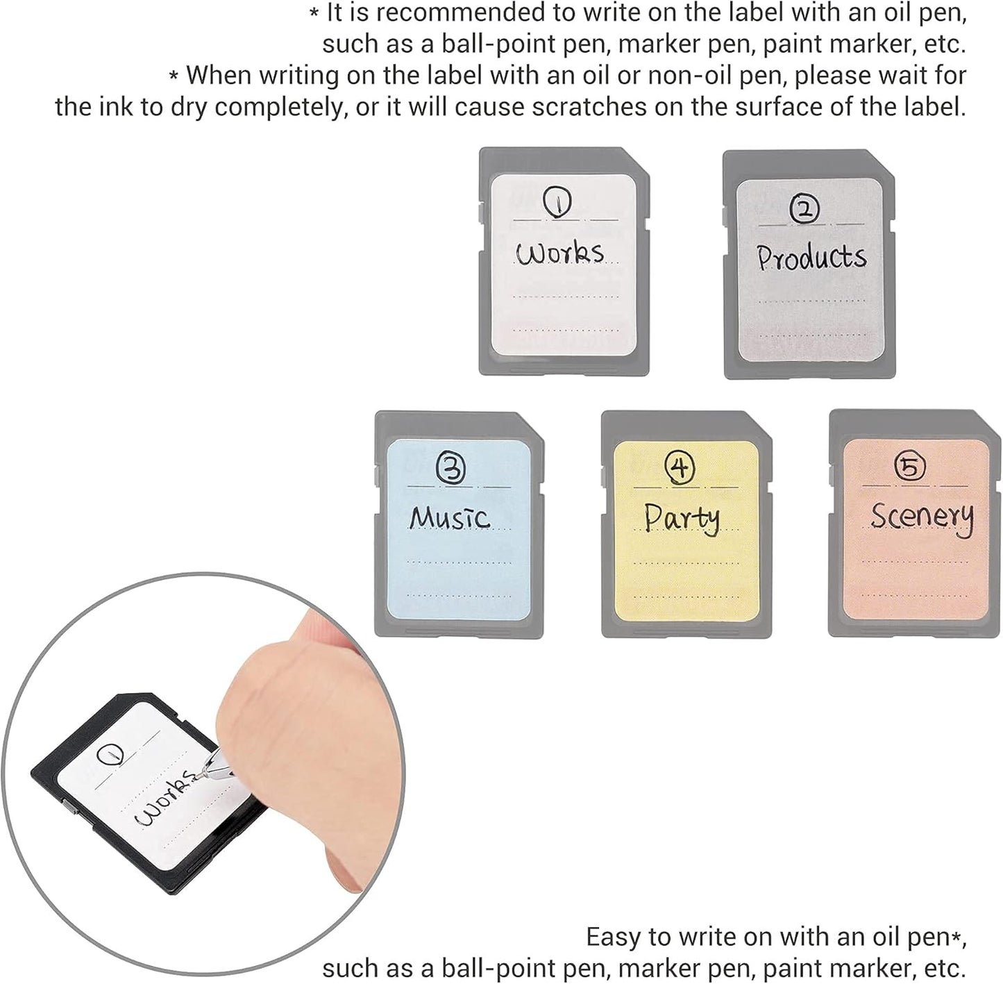 (120 Count) Multi-use Label Printable Stick-On Camera Memory Card Labels SD SDHC SDXC XQD CF CFexpress Type-B Card USB