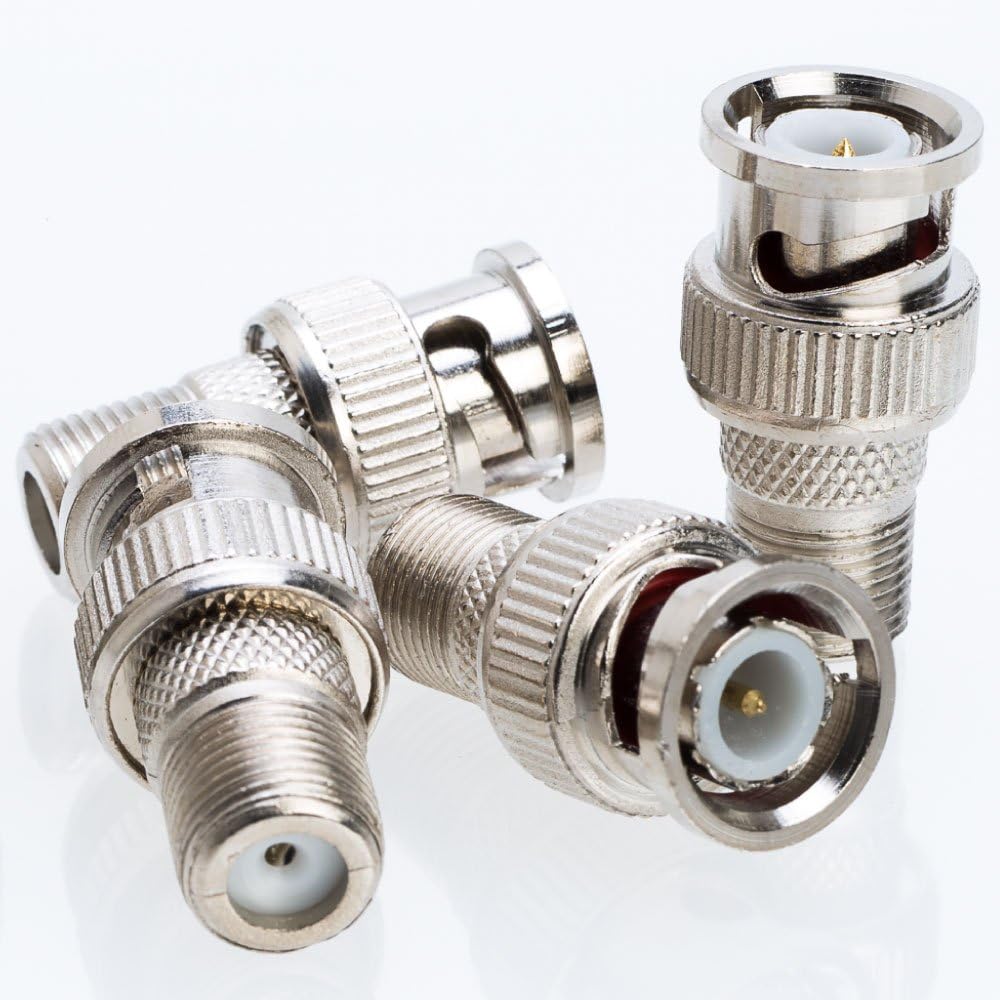 SATMAXIMUM Cctv4Less 50 Pack BNC Male Plug to F Female Jack Coax Adapter Connector for CCTV, DVR, and TV Applications