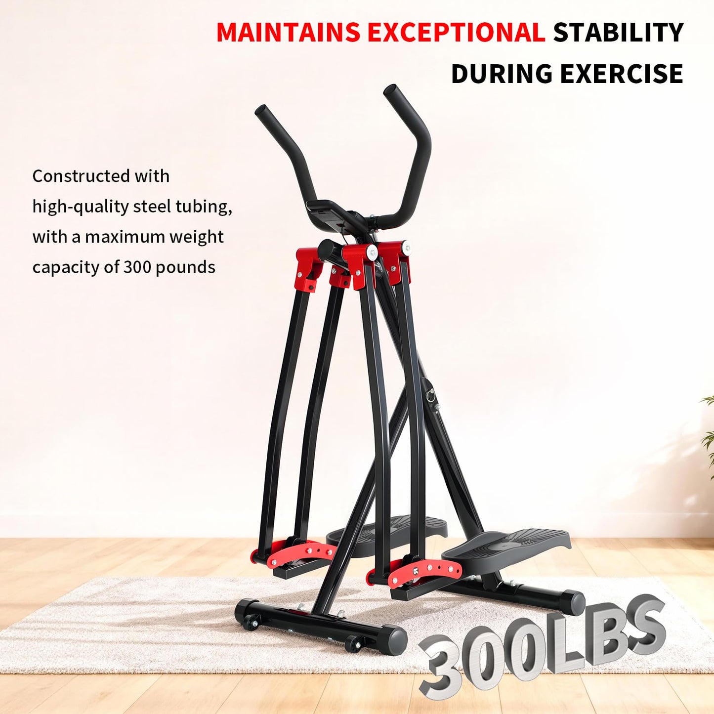 HOWHAI Air Walker Exercise Machine, 30" inch Stride Space Walker Elliptical Trainer for Home Use, Low-Impact Elliptical Cross Trainers Compact Steppers for Men and Women Full-Body Cardio & Leg Toning