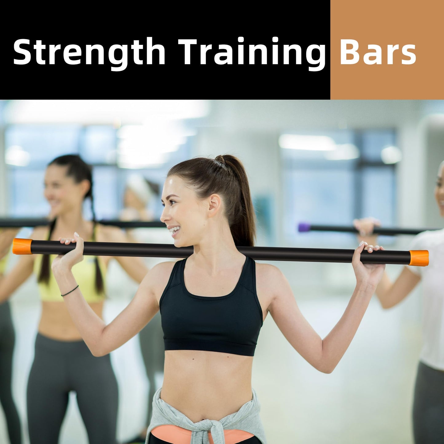 Fitvids Total Body Workout Weighted Bar Weighted Workout Bar Weighted Exercise Bar, Set of 3: 5, 8, 12LBS