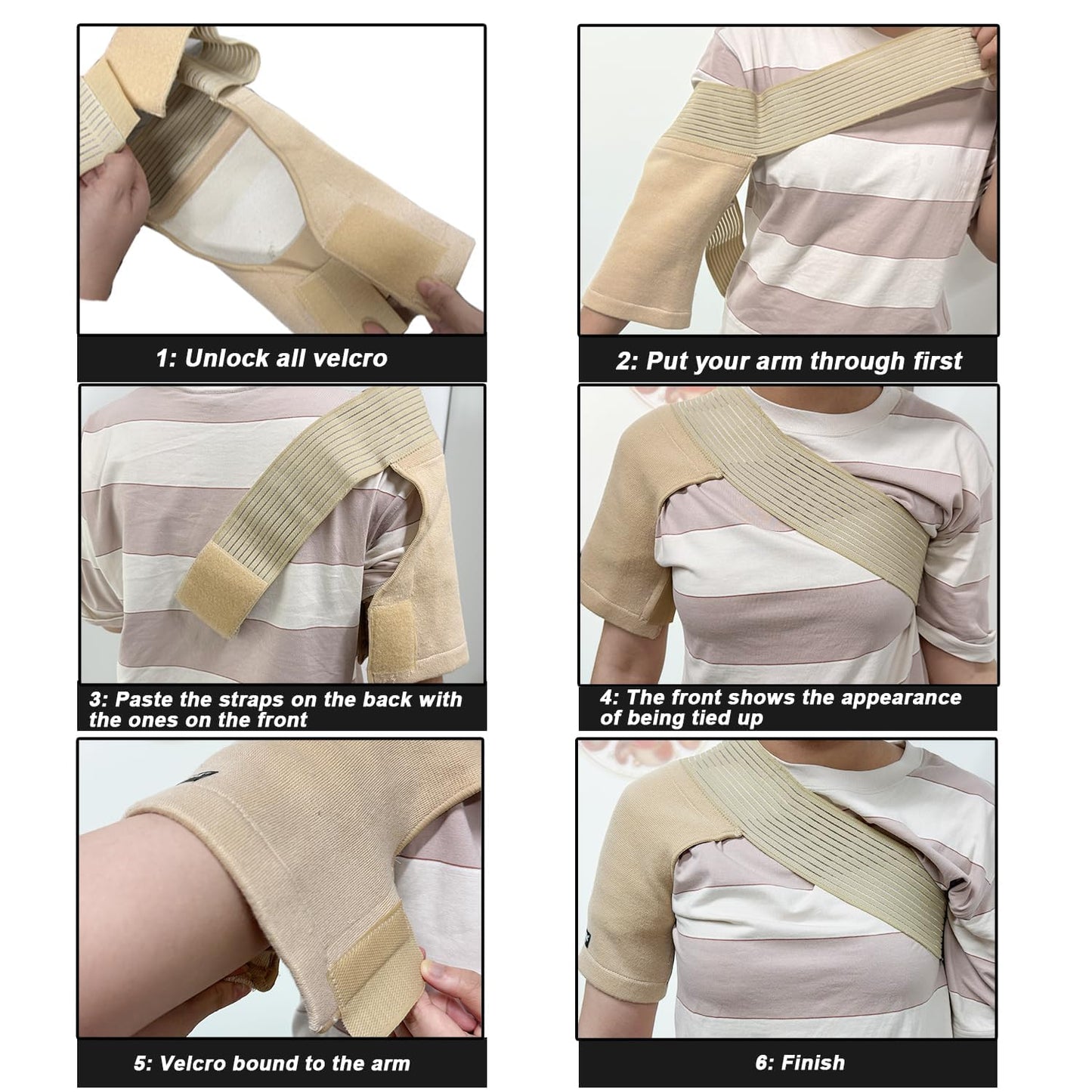 SPOBTRACE Shoulder Brace For Torn Rotator Cuff For Men Women, Adjustable Shoulder Compression Sleeve Support Brace Arm Sling Immobilizer For Pain Relief,Sleep,Injuries(XS/S)