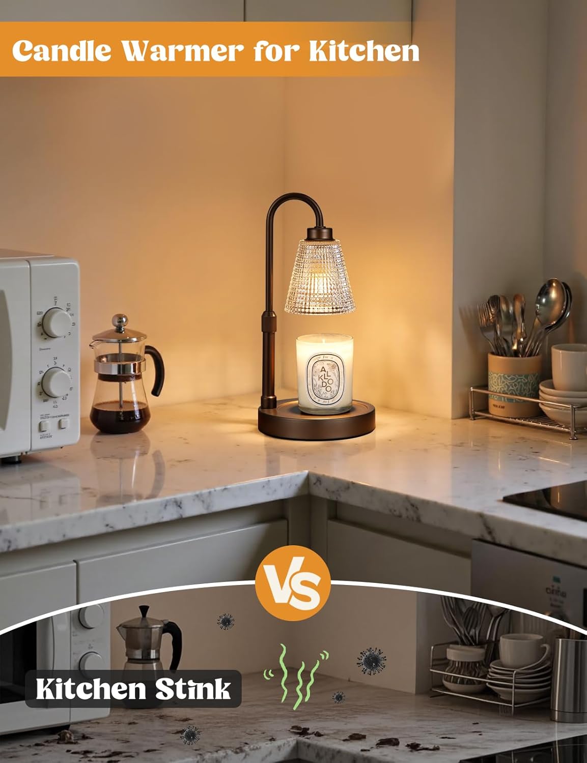 Big Brown Candle Warmer Lamp - Dimmable & Adjustable Timer for Jar Candles | Perfect Home Decor Gift