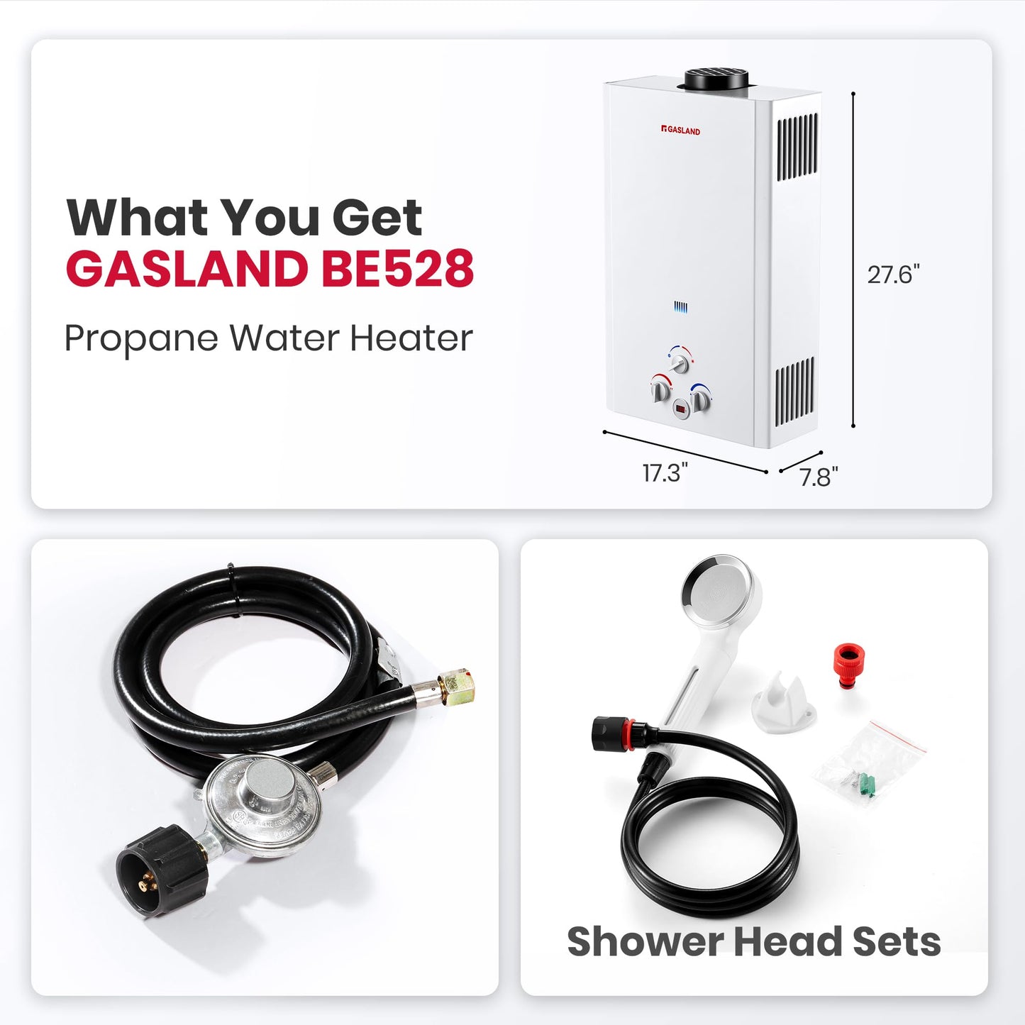 GASLAND 5.28 GPM Outdoor Tankless Liquid Propane Water Heater,136,000 BTU High Efficiency On Demand Hot Water Heater for Large Group, Off Grid, Mobile Home, Outdoor Kitchen, BE528