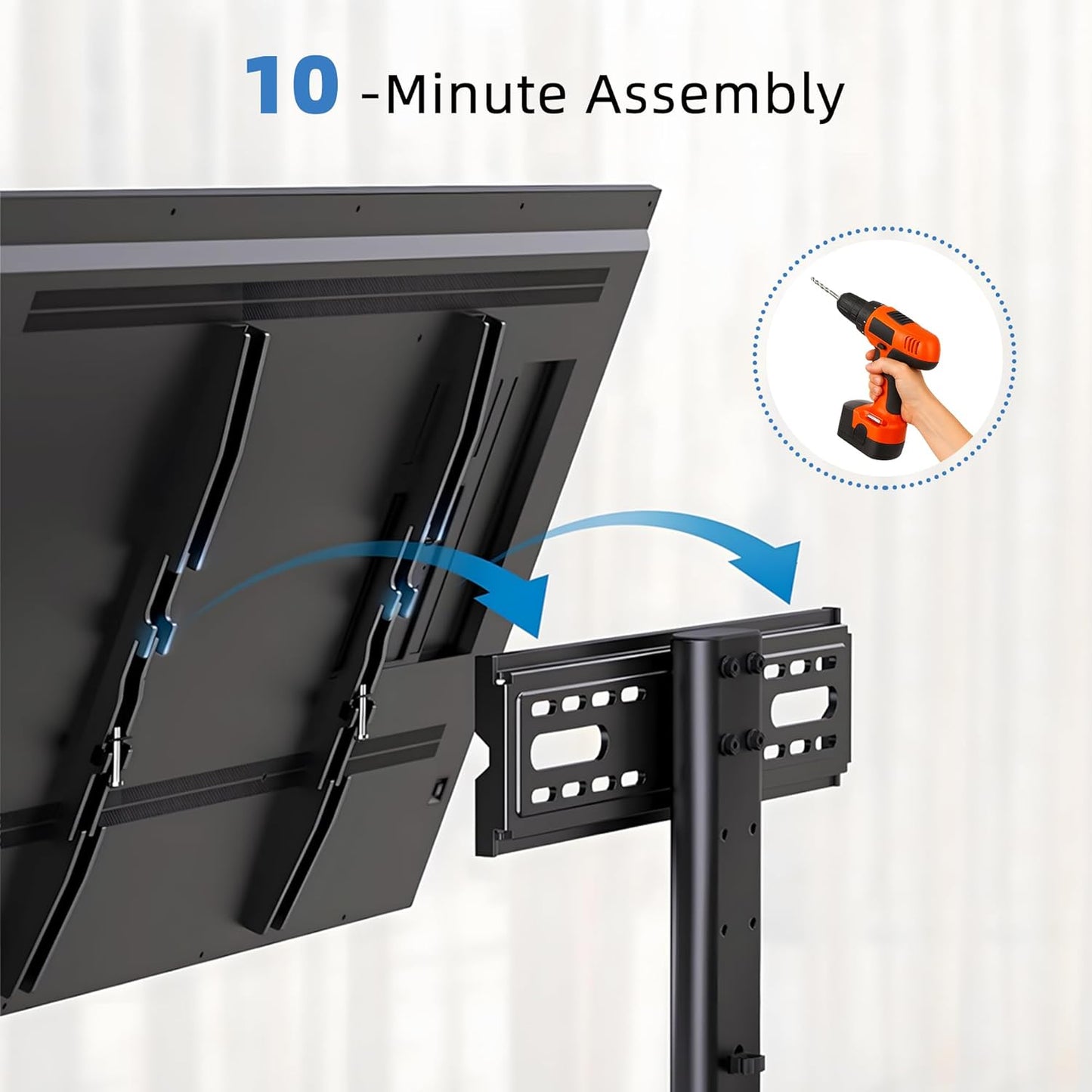 Elevon 26-80" 88 lb 8 mm 6-Level 10-Min 100100-400400 mm Universal Tabletop TV Stand, Steel & Glass Base, Height Snap