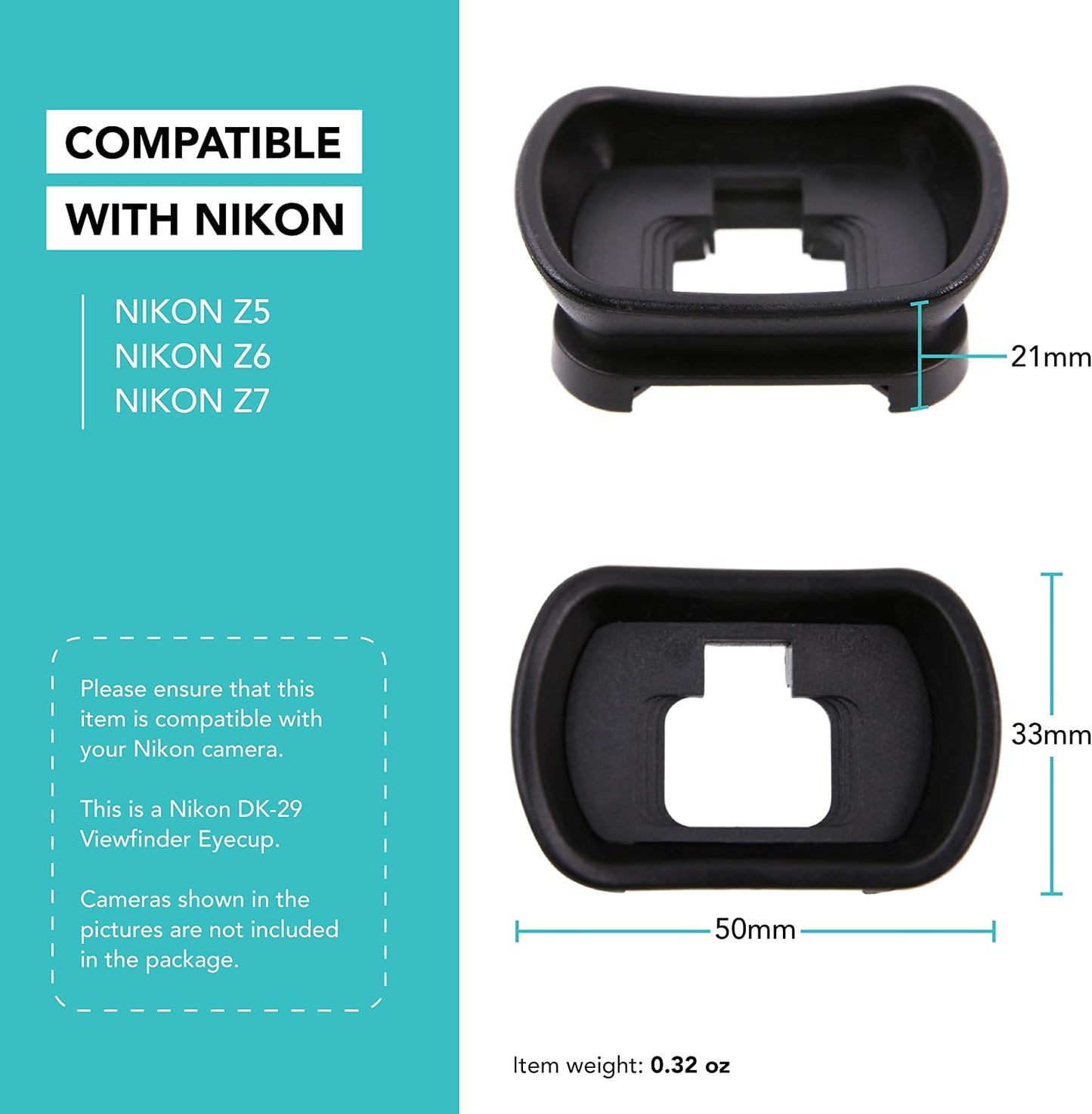 Foto&Tech DK-29 Z5 Z6 Z6 Z7 Z7 Soft Rubber Eyecup, Eye Cup Cover Eyepiece Viewfinder Compatible with Nikon II II