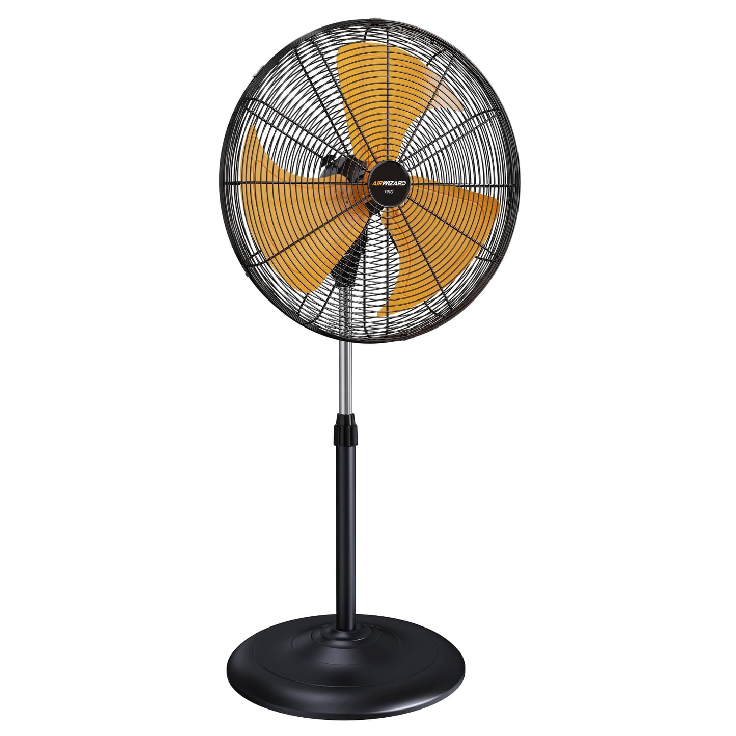 AIRWIZARD Pro Series 20 inch Oscillating High Velocity Pedestal Fan, 6000 CFM Industrial Metal Commercial Standing Fan with Aluminum Blades, 3 Speeds, Adjustable Height and Tilt, for Garage, Shop