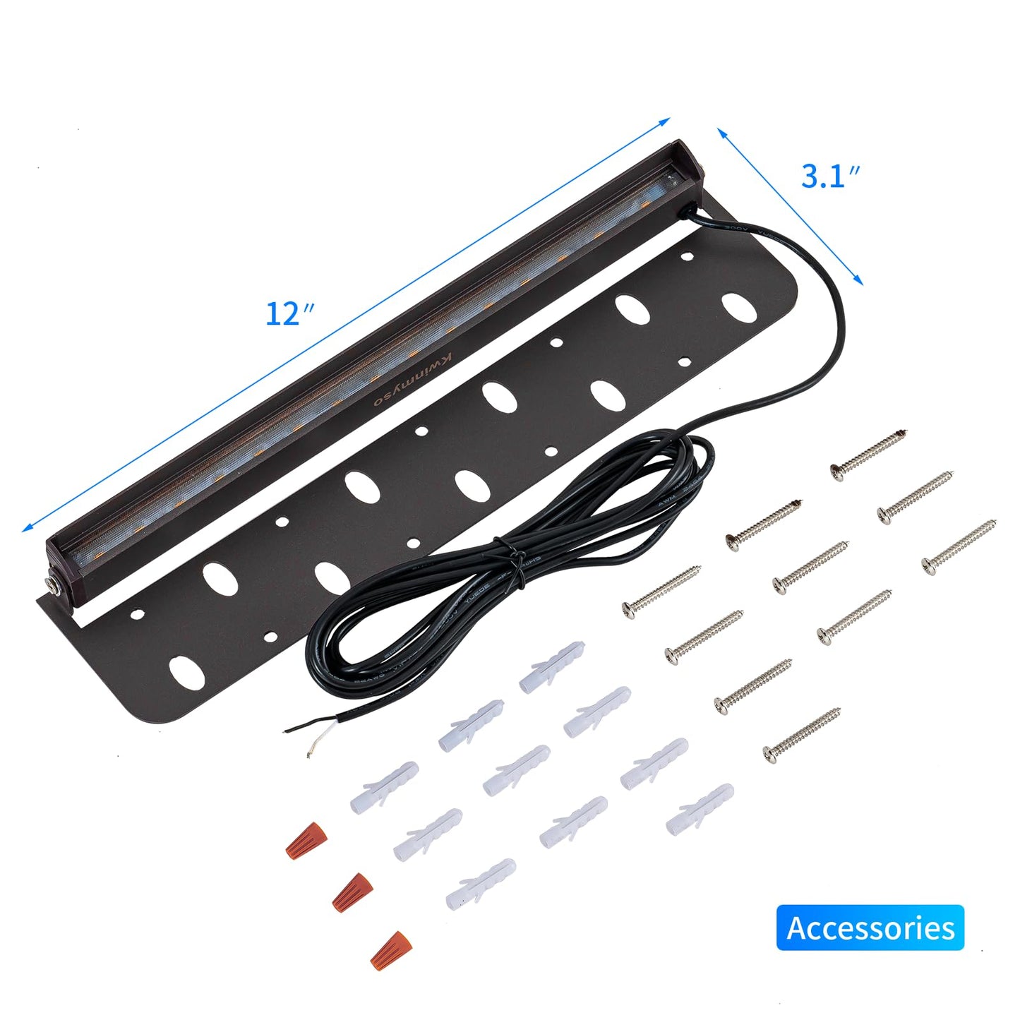 Kwinmyso 4-Packs 5W 12 Inch LED Hardscape Paver Lighting,12V AC/DC Low Voltage Retaining Wall Lights,LED Landscape Lighting,2700K Soft White Outdoor Step Light,50,000 Hours Lifespan