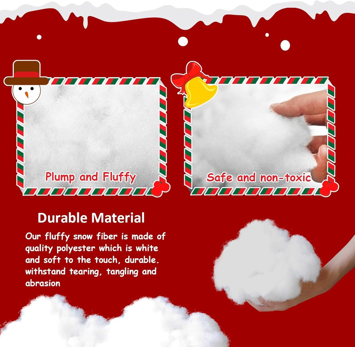 Skiennix Christmas Fake Snow Decoration - 10.6 Oz Fluffy White Artificial Snow for Holiday Decor