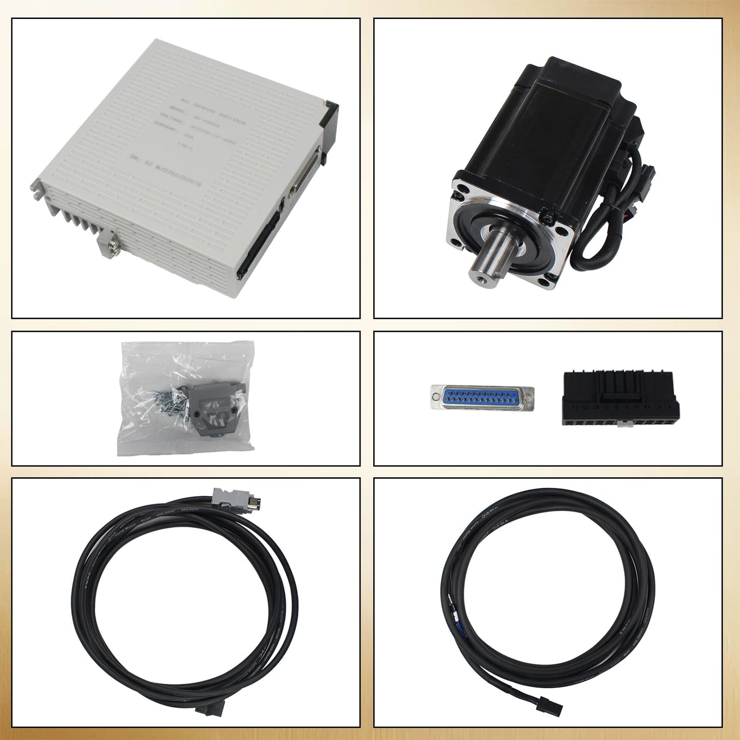 RATTMMOTOR YPMC-1000W 220V Servo Motor Kit with Servo Motor Driver, CNC Controller Kit for CNC Engraver Milling Machine/Robot (Without Brake)