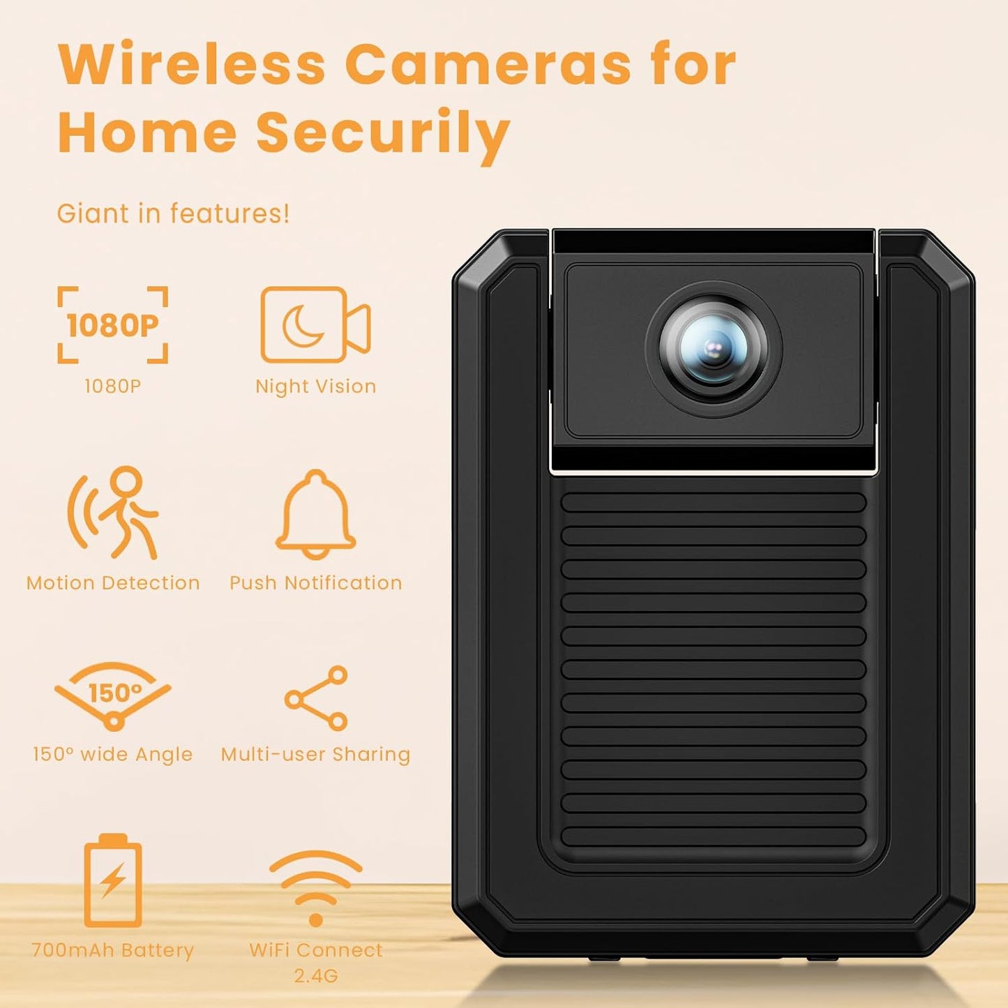 Terura 0.9 Inch Only Hidden Camera Mini Small Micro WiFi HD Cameras Home Indoor Use Night Vision Motion Detection Wide