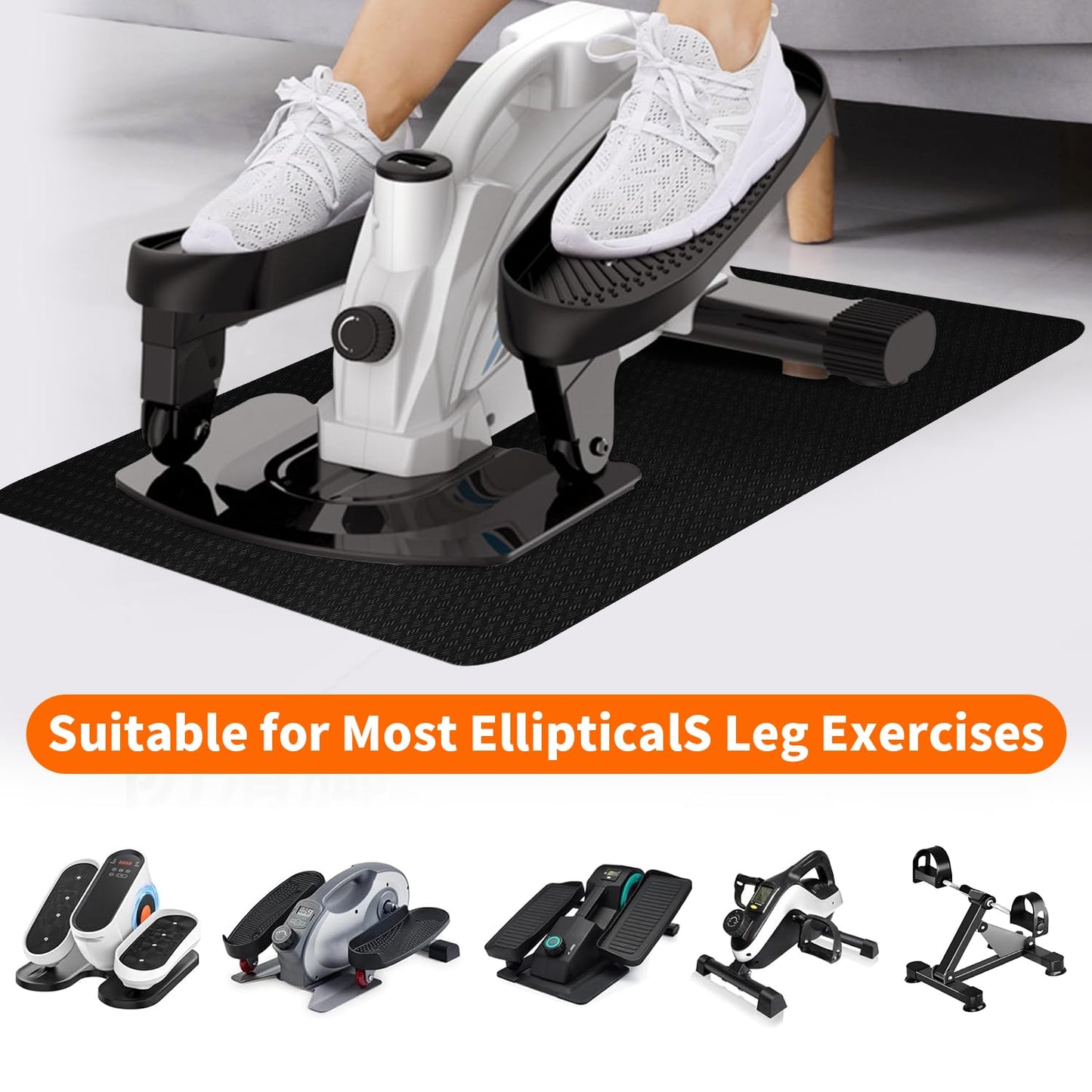 Double-Sided Non-Slip Workout Mat for Elliptical Machine, 23.6" x 17" Stepper Mat for Under Desk Ellipticals & Pedal Exercisers, Stability & Floor Protection, Vibration Plate Mat Compatible
