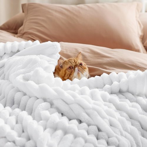 Bedsure GentleSoft Full Blanket - Cozy White Throw for Bed, Soft and Stylish, 84x90 Inches