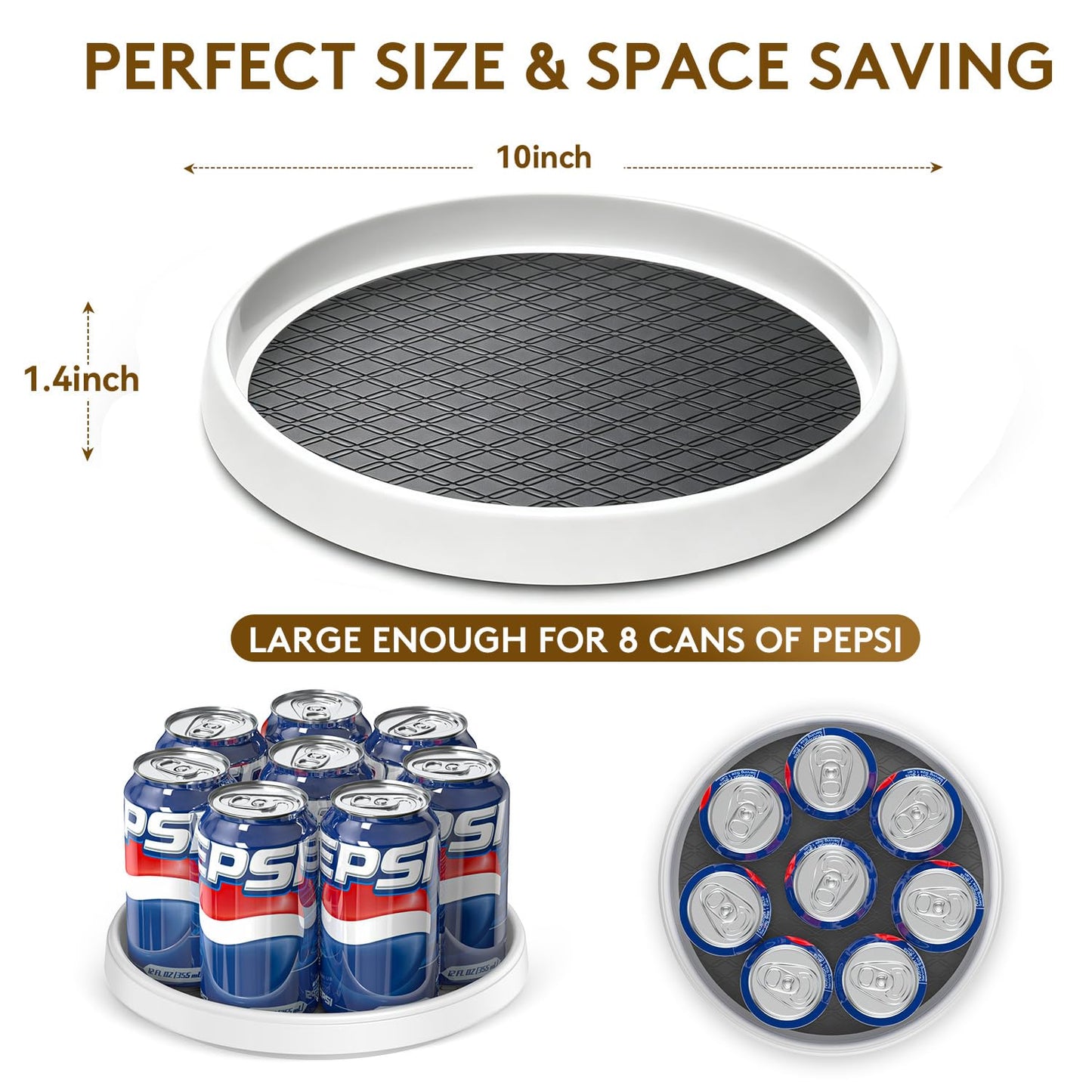 P PRETIRENO Lazy Susan Turntable Organizer, 10 Inch 360° Rotating Tray for Kitchen Cabinet, Pantry, Countertop, Fridge - Non-Skid Spice Rack Storage for Bathroom, Vanity, Makeup