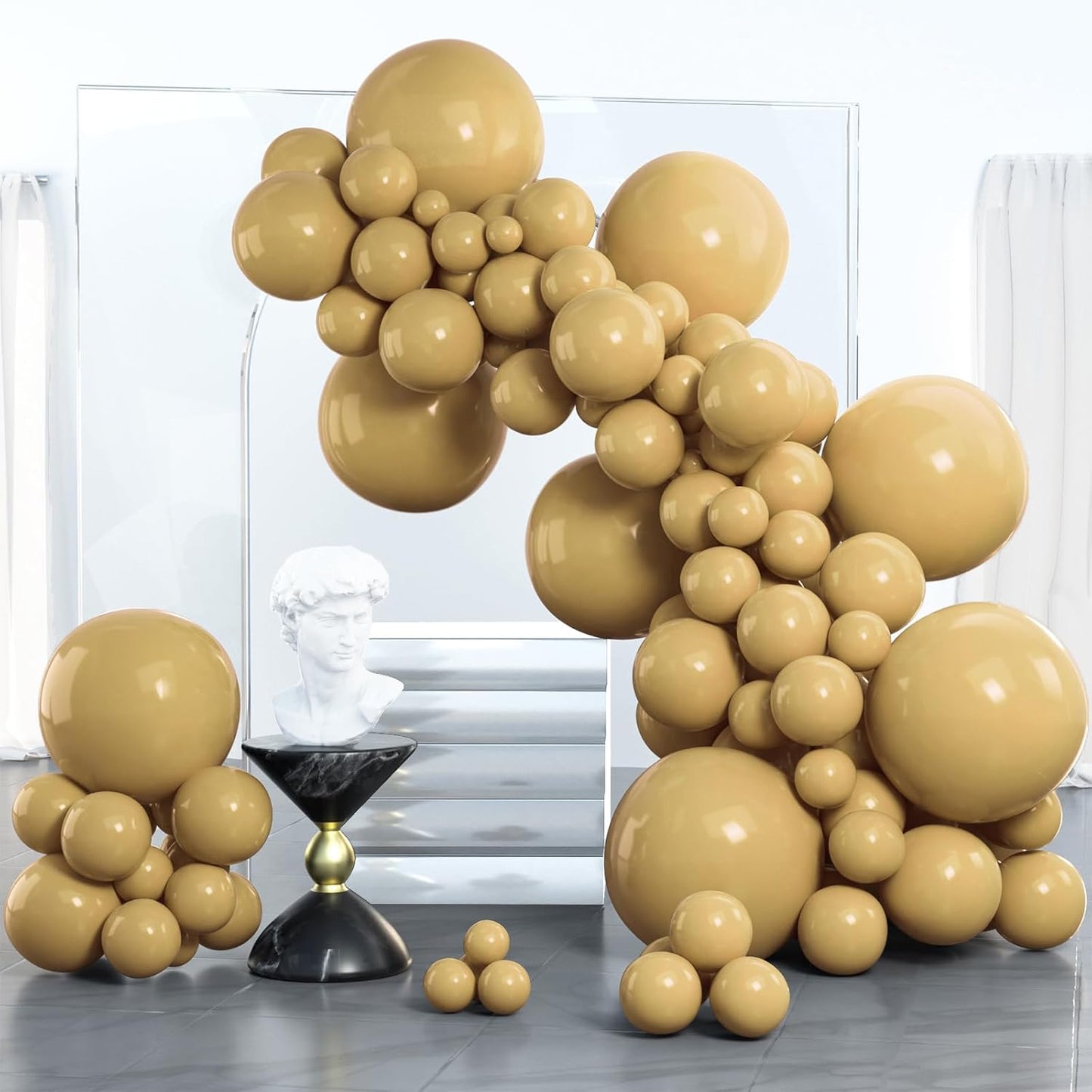PartyWoo Tan Balloons - 100 Pcs Light Brown Neutral Boho Balloon Arch Kit | 18", 12", 10", 5" Sizes for Weddings, Baby Showers, and Birthdays