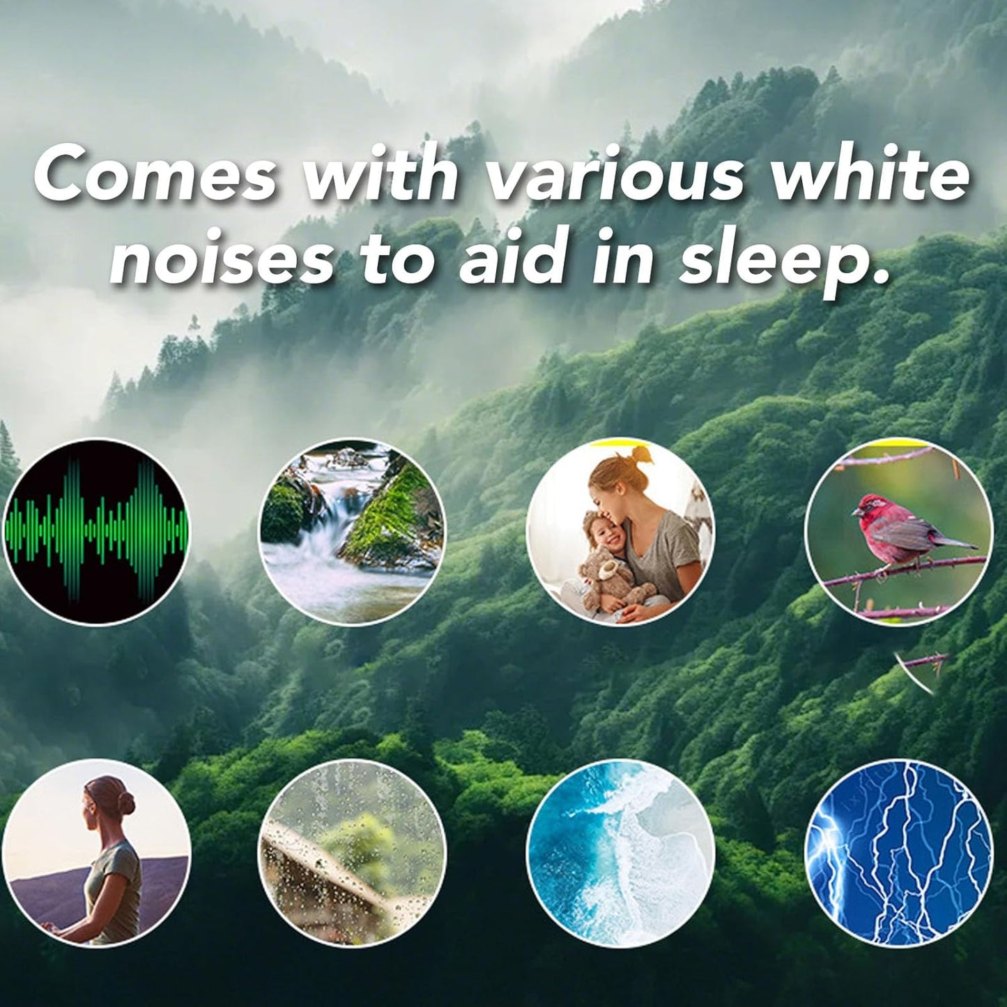 YUEHISY 5.4 30/60min Portable White Noise Sleep Speaker, Bluetooth Pillow Speaker for Sleeping, HiFi Sound Machine