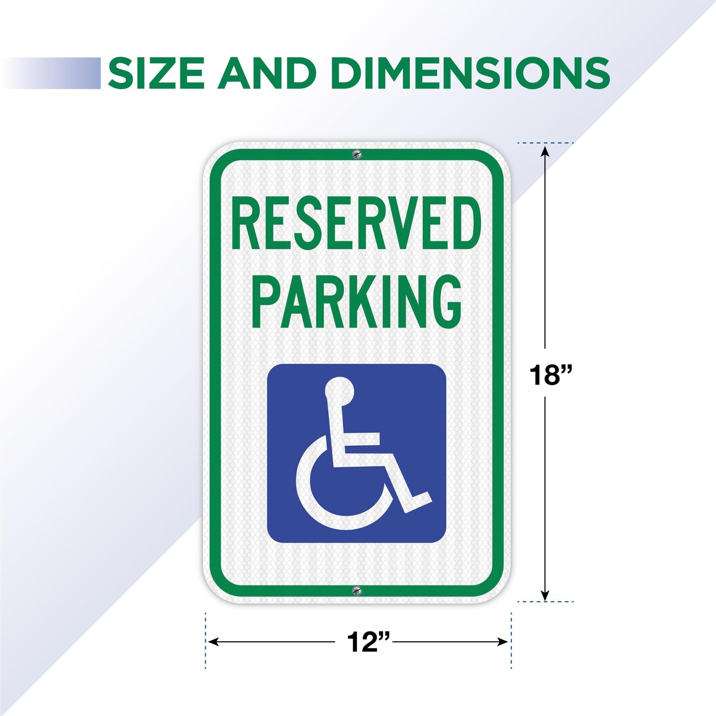 OLANZU Handicap Parking Sign - Pack of 12 Handicap sign - 12" x 18" Engineer Grade - Handicapped Parking Sign - 0.06 Inch Aluminum - UV Protected & Weather Resistant