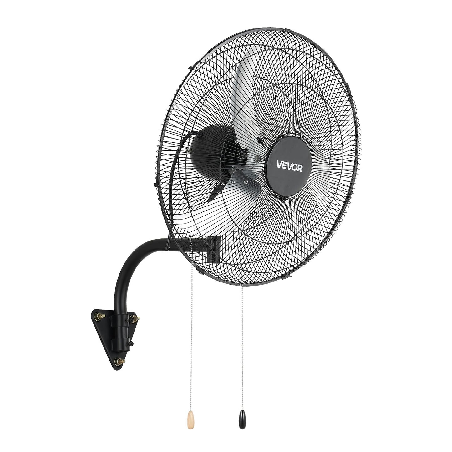 VEVOR Wall Mount Fan, 20 in Wall Mounted Hanging Fan Oscillating, 3-Speed, Long Airflow Distance, Adjustable Rotation Angle, Mechanical Powerful for Industry, Commercial, Garage, Workshop, Gym, 2 Pack