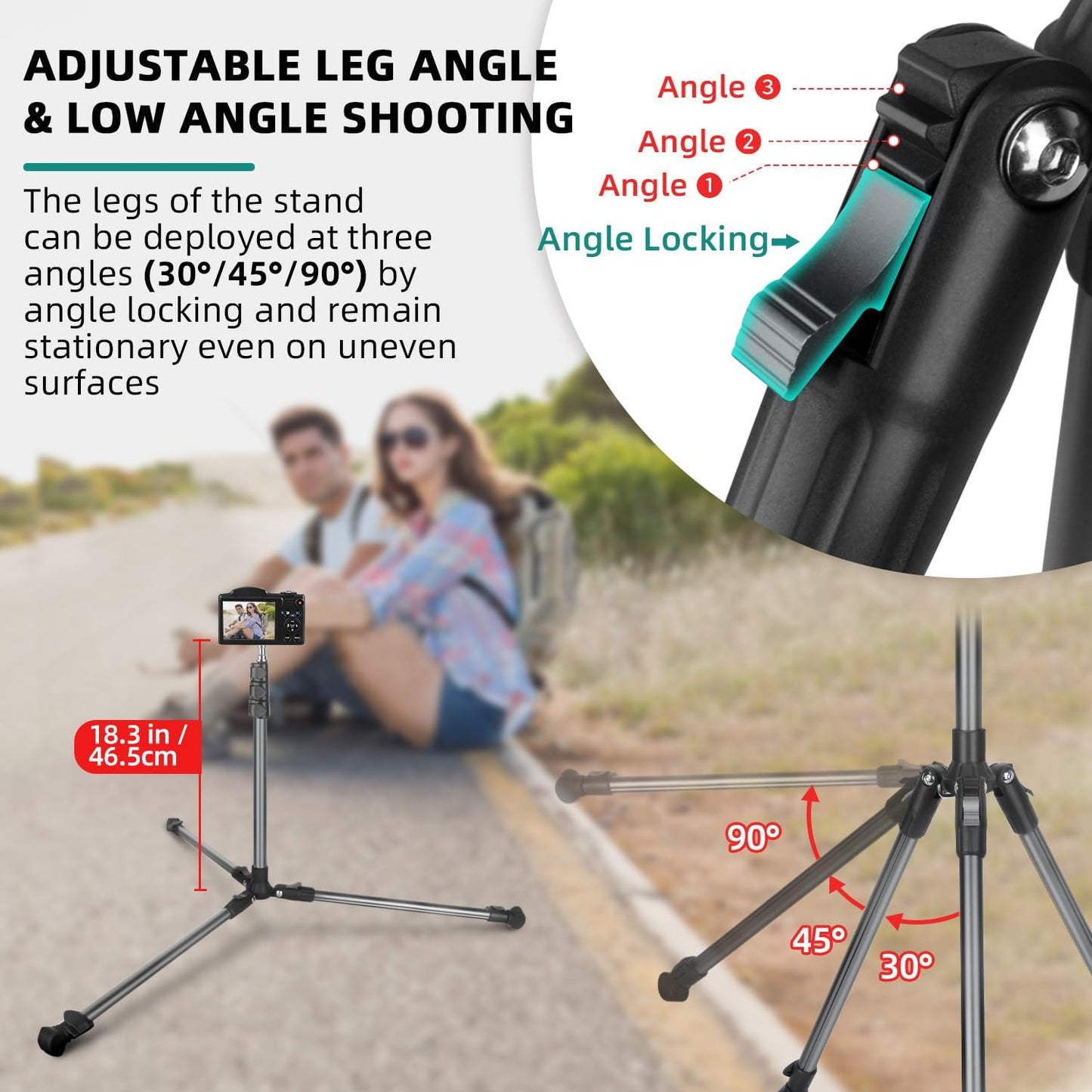 JEBUTU 6.6ft/2m Extendable Photography Light Stand, Adjustable Aluminum Light Tripod Stand for Travel, Reversible