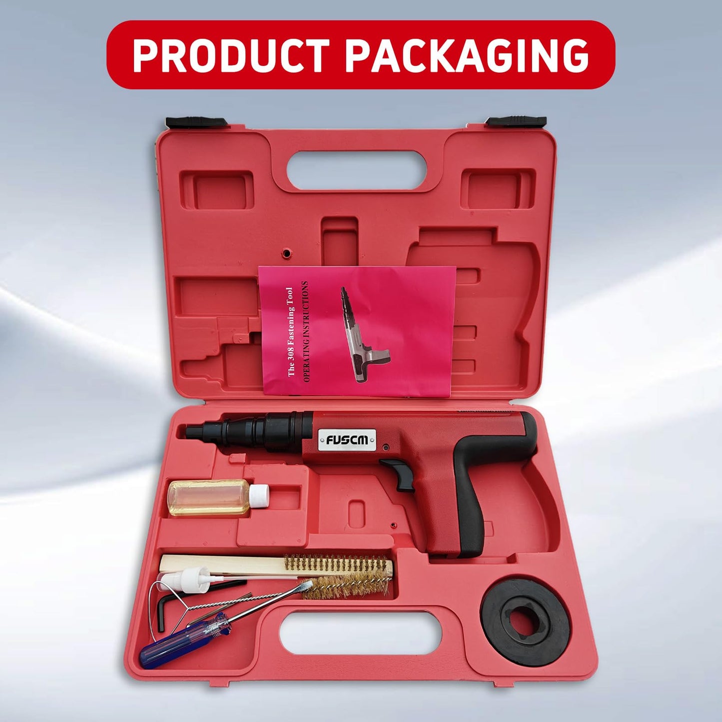 1-1/4" Fastener + .27 Cal Semi-Auto Powder Actuated Tool with power indicator