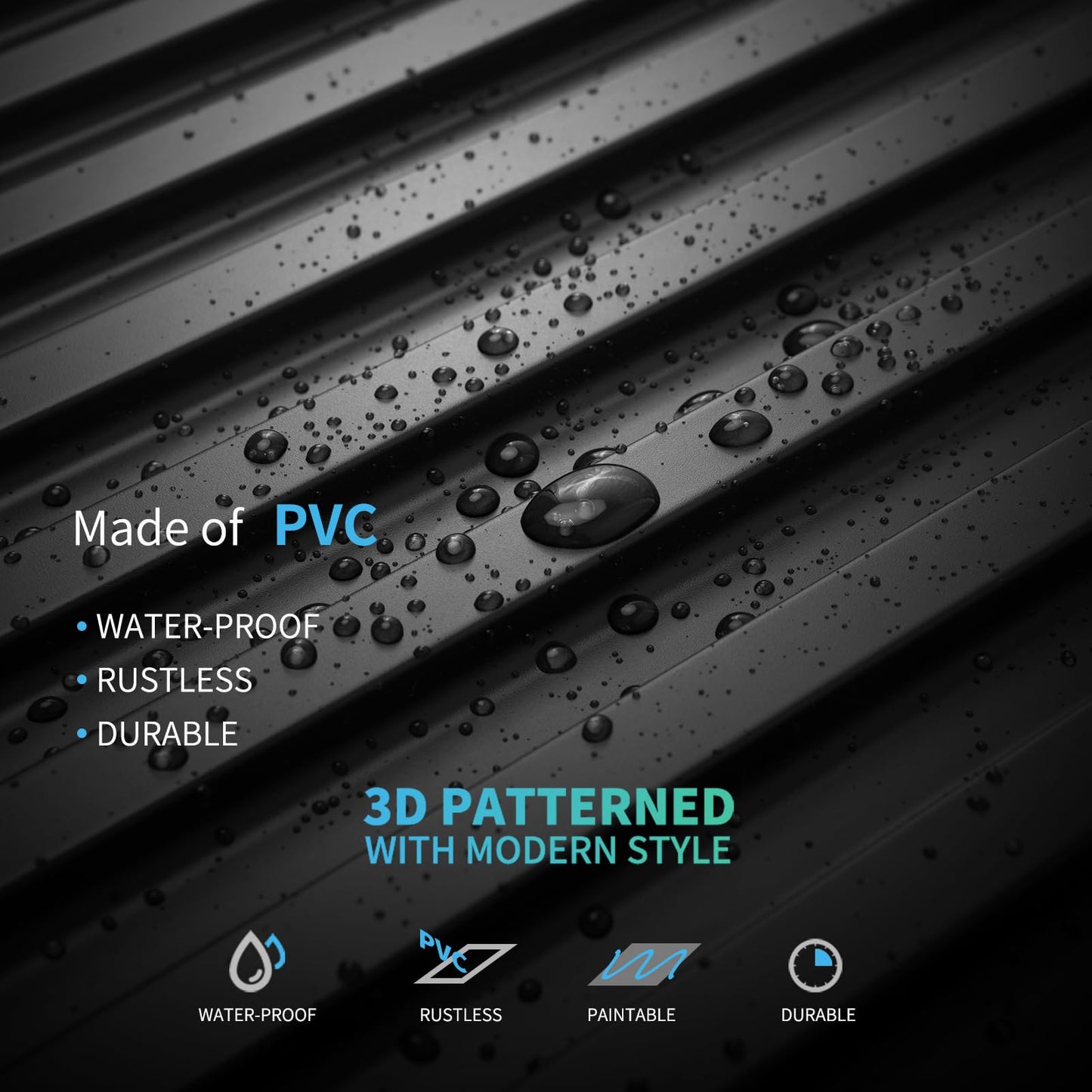 Art3d 6-Pack Slat Design 3D Wall Panels for Interior Wall Decor, 2x4 FT PVC Decorative Drop Ceiling Tiles - Black
