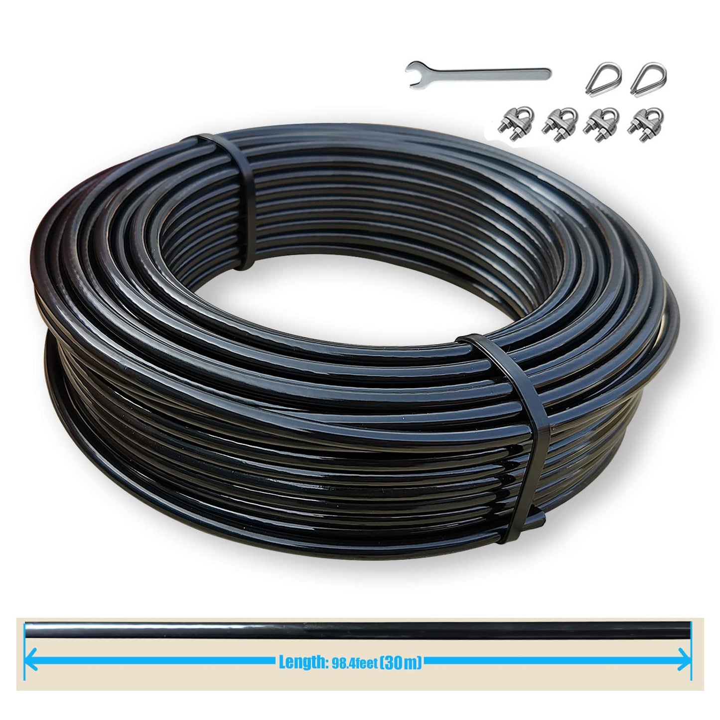 Fitness Pulley Cable, Home Gym Replacement Cables for Cable Machines, 5mm Steel TPU Coated, 65.6/98.4 Ft Wire Rope for Pulley System Gym (98.4 Feet)