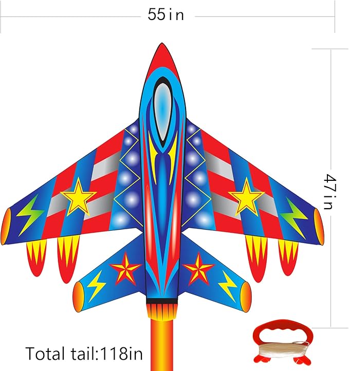 Large Plane Kite for Kids 4-8and Adults Easy to Fly and Assemble for Beginner, Children Kites for Ages 8-12 Professional for Beach and Outdoor Activity