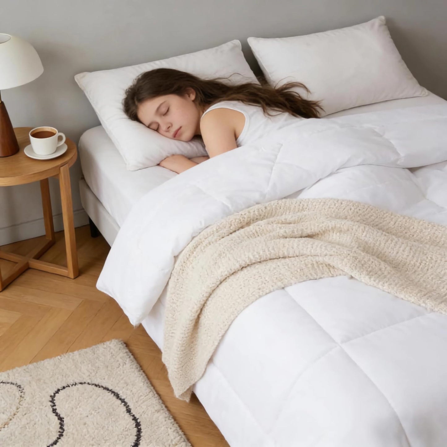 Simple&Opulence Down Alternative Comforter, King Size Duvet Insert with 100% Cotton Cover, Ultra-Soft Microfiber Quilted All Season Breathable Cooling Bed Comforter (King, White)